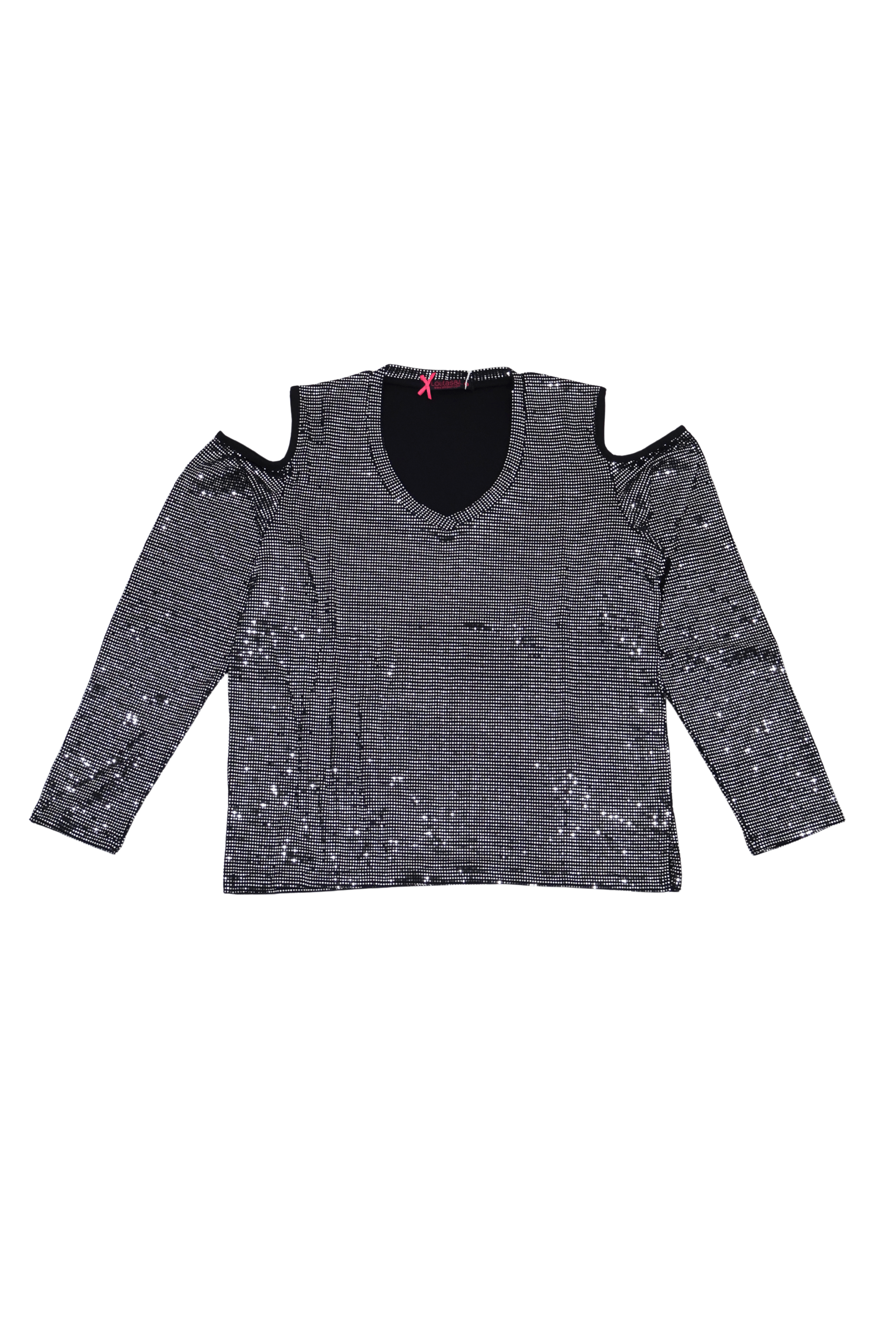 Camiseta gris estampado brillo hombro descubierto LolitasyL - lolitasyl.com