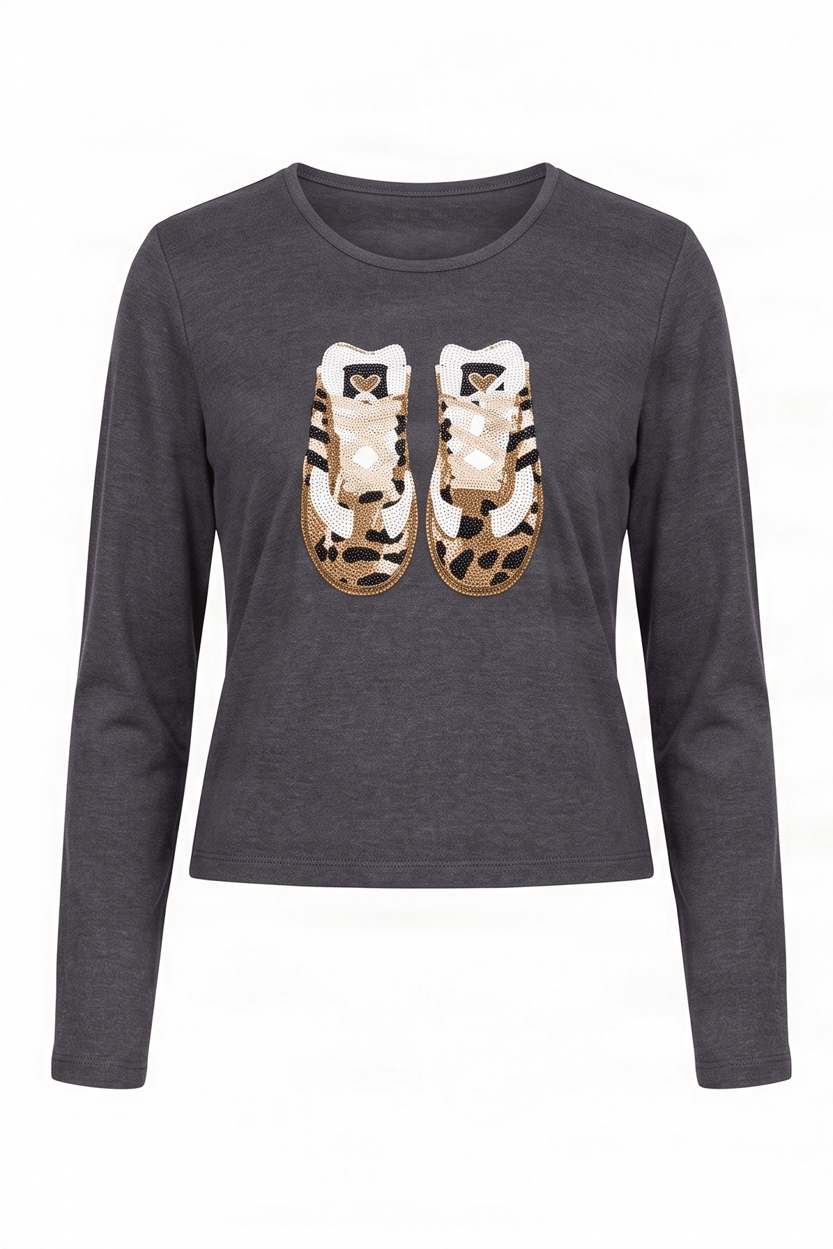 Camiseta gris vigore con bordado sneakers manga larga Lolitas&L - lolitasyl.com