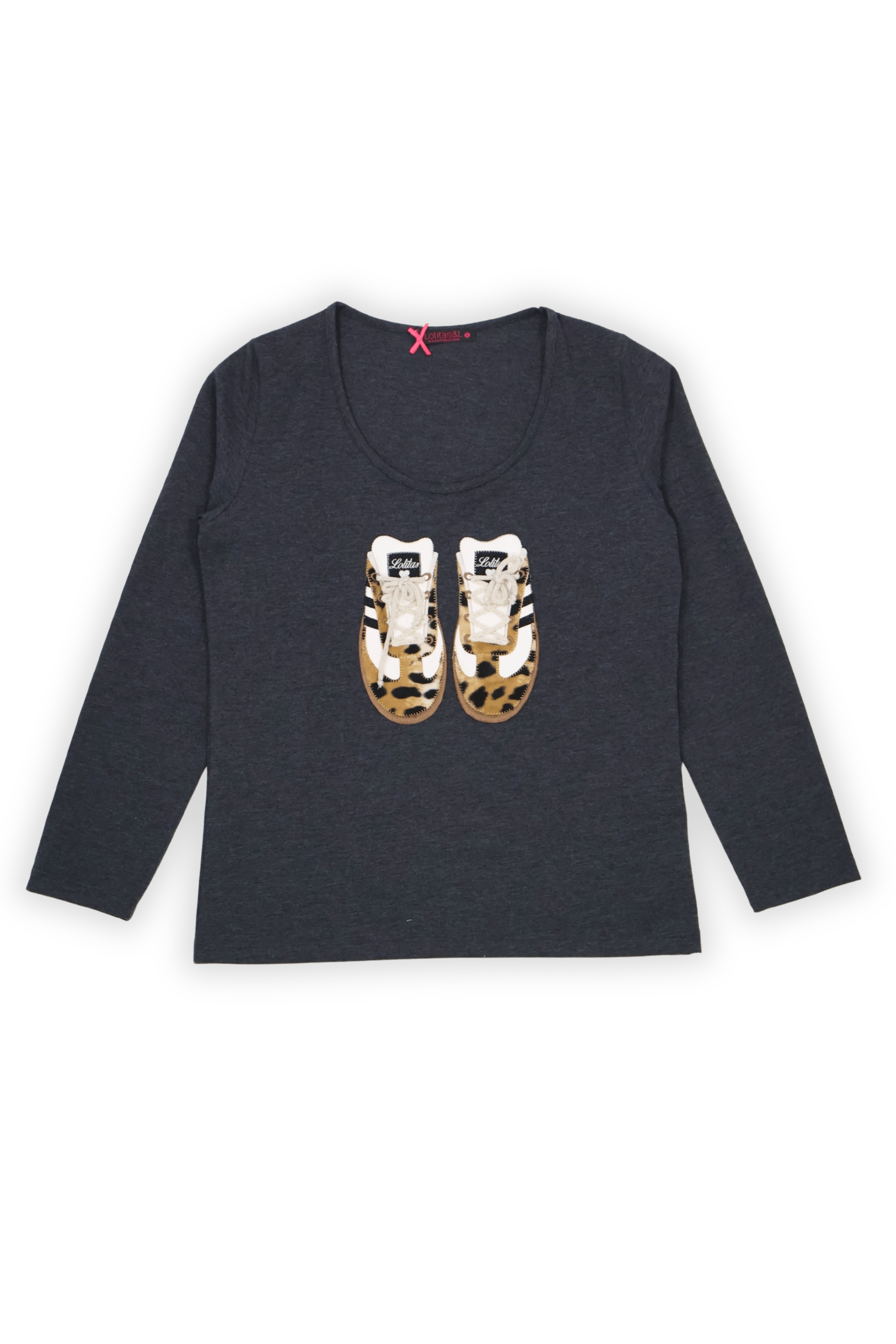 Camiseta gris vigore con bordado sneakers manga larga Lolitas&L - lolitasyl.com