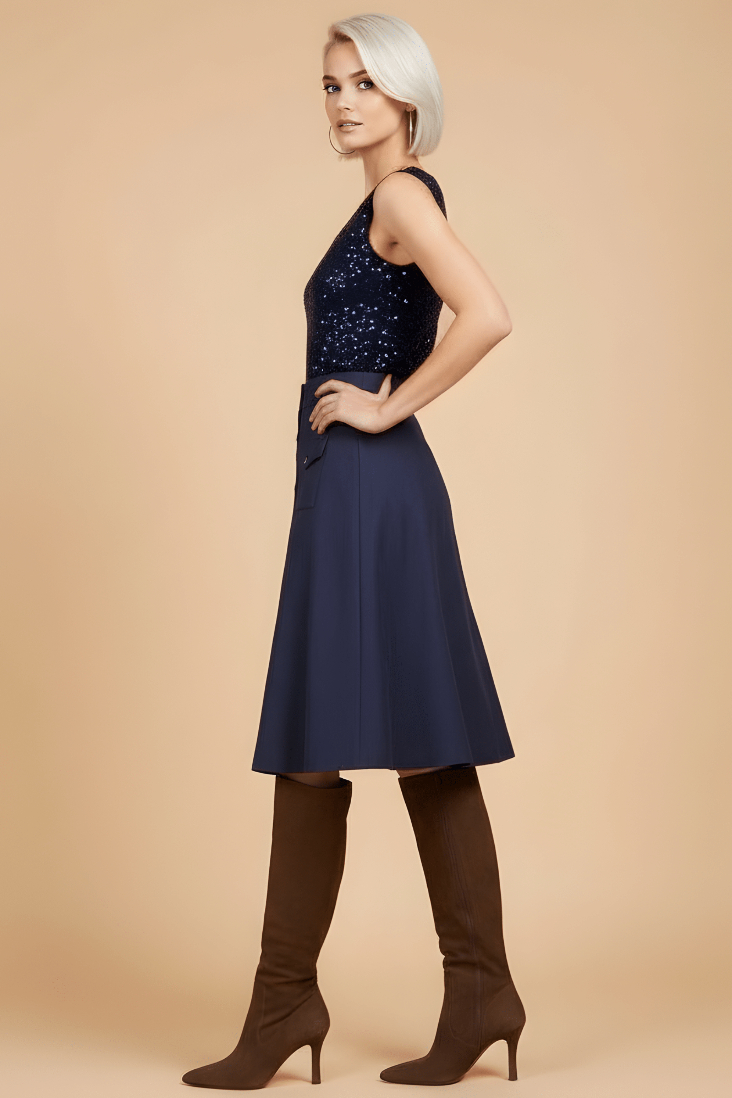 Camiseta lentejuelas azul marino sin mangas Lolitas&L - lolitasyl.com