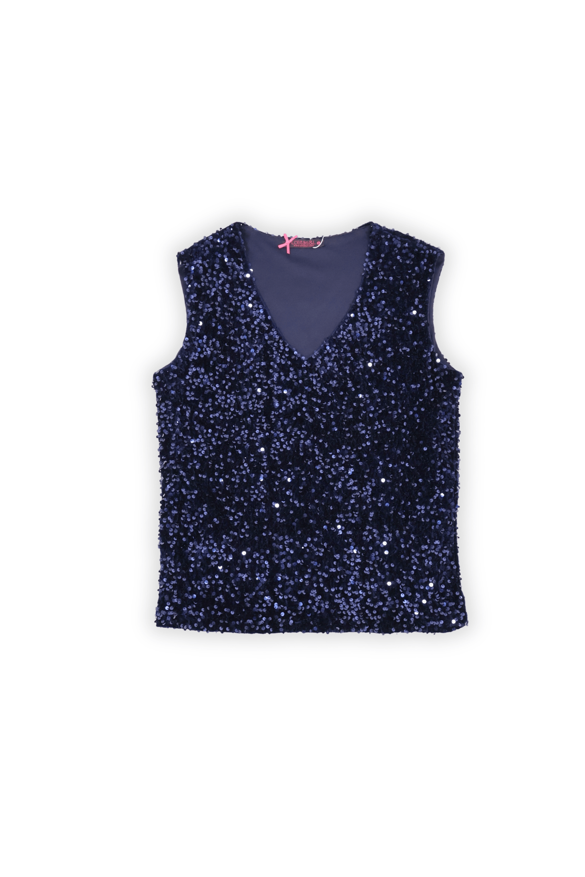 Camiseta lentejuelas azul marino sin mangas Lolitas&L - lolitasyl.com
