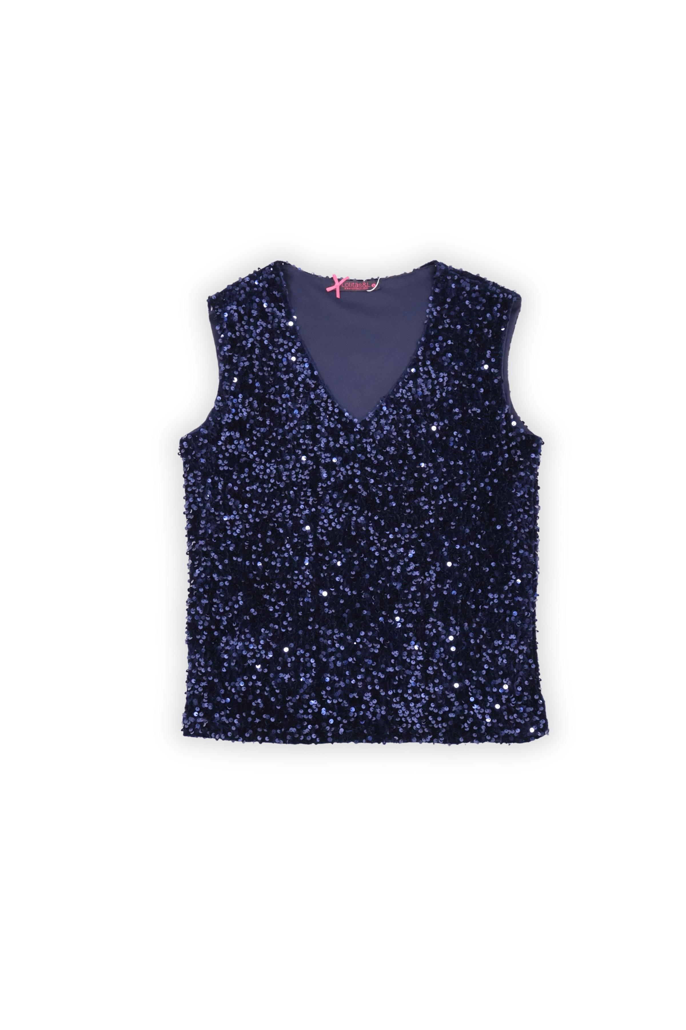 Camiseta lentejuelas azul marino sin mangas Lolitas&L - lolitasyl.com