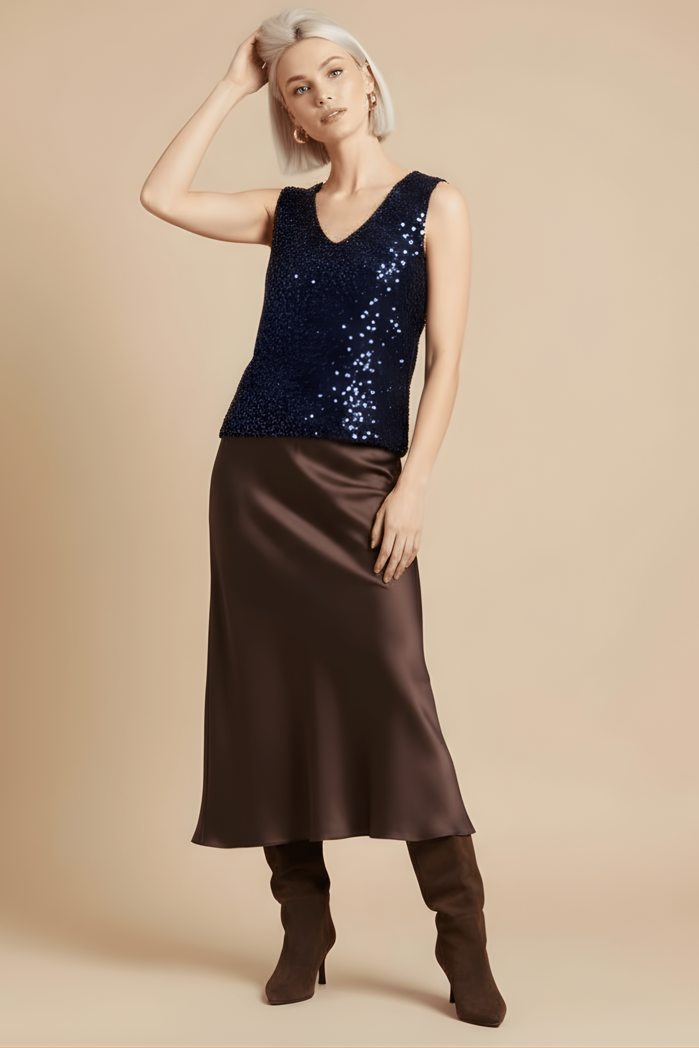 Camiseta lentejuelas azul marino sin mangas Lolitas&L - lolitasyl.com