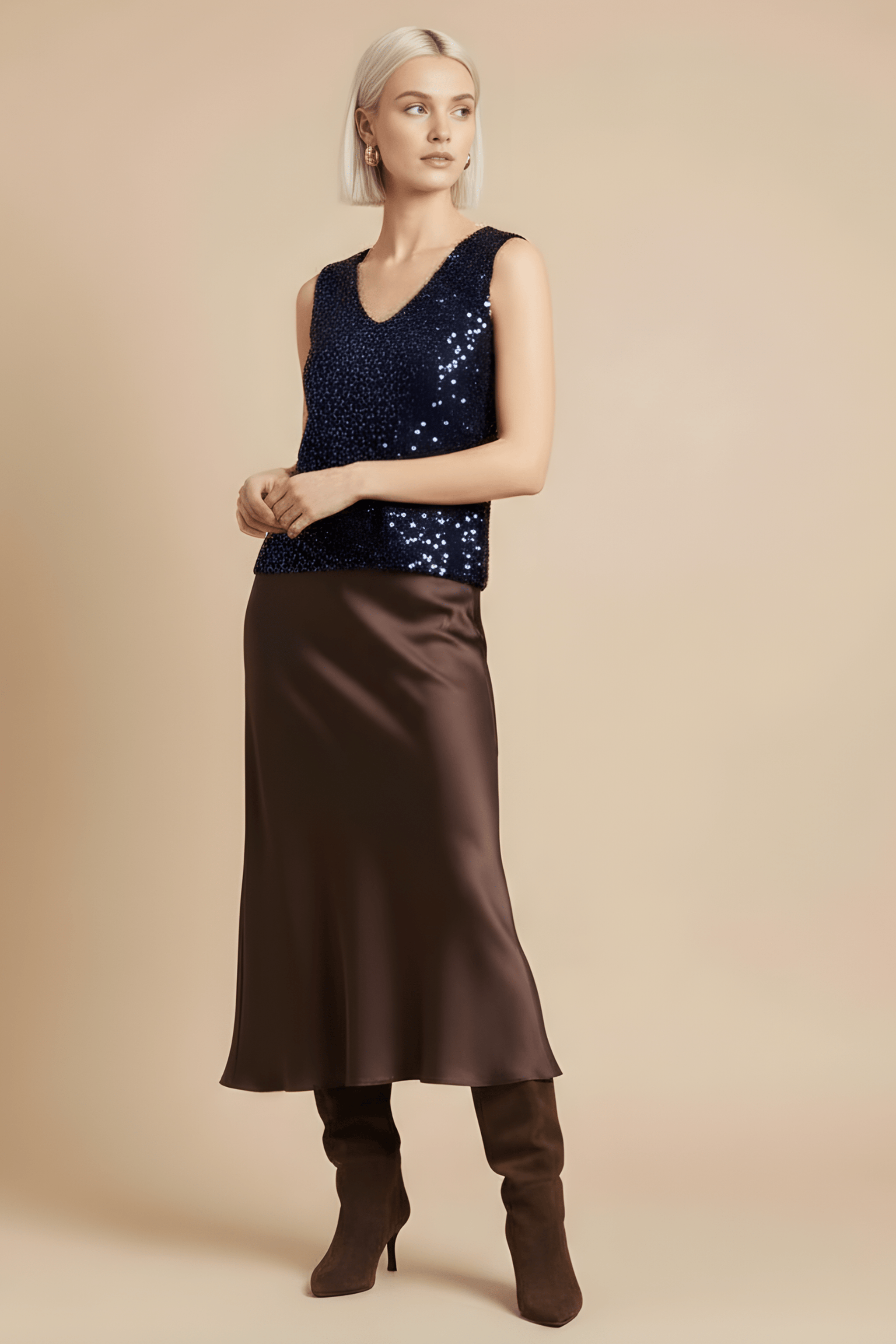 Camiseta lentejuelas azul marino sin mangas Lolitas&L - lolitasyl.com