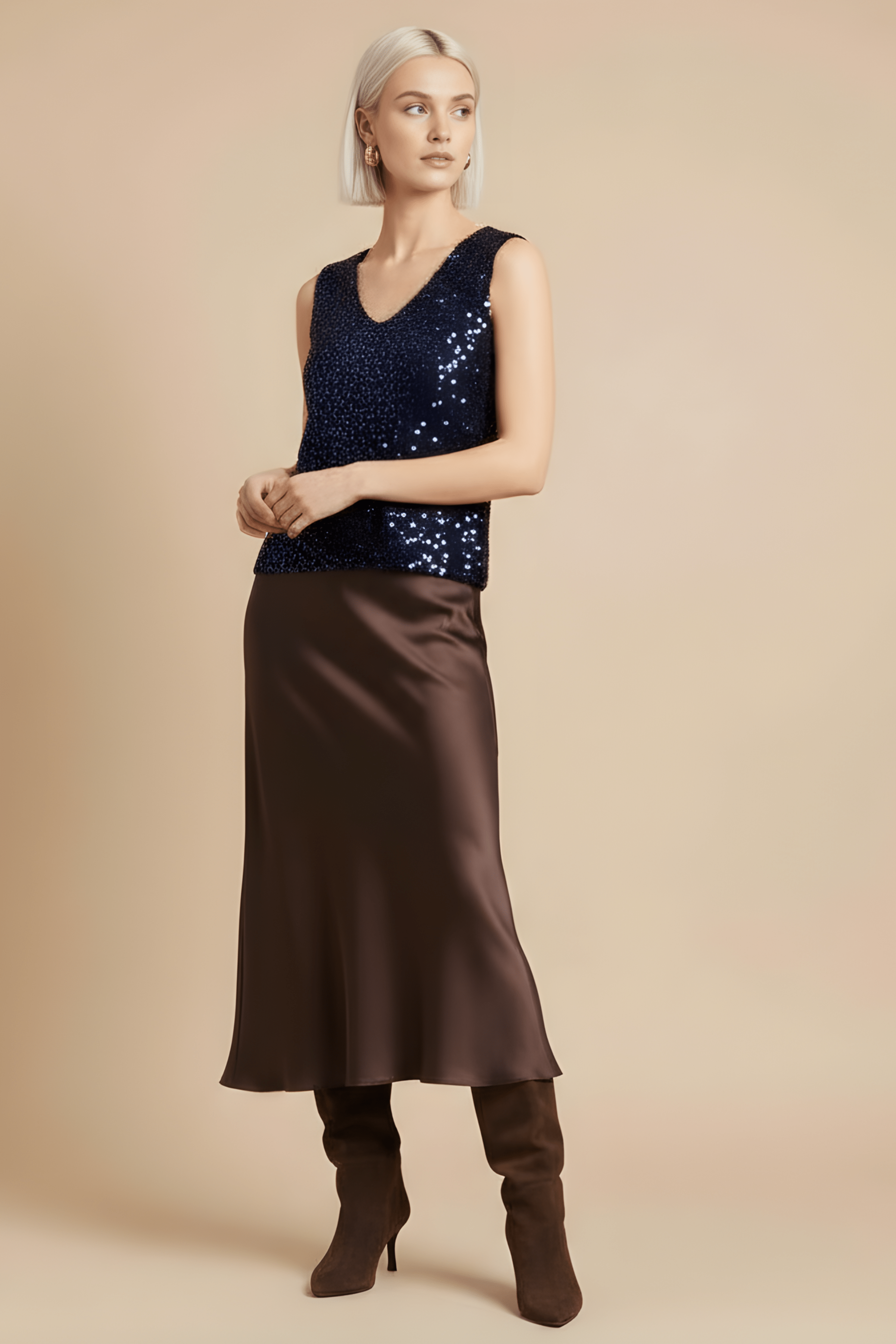 Camiseta lentejuelas azul marino sin mangas Lolitas&L - lolitasyl.com