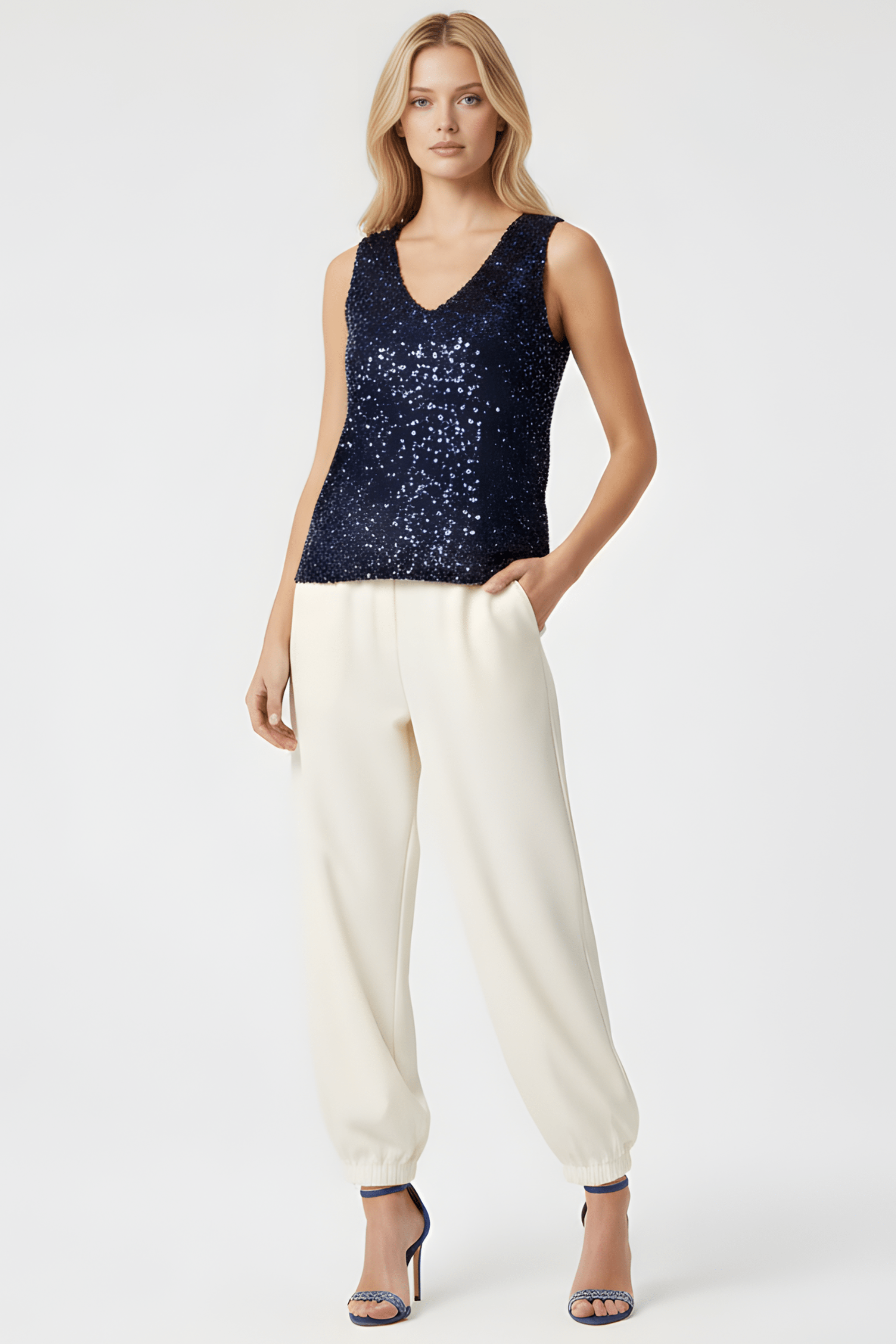 Camiseta lentejuelas azul marino sin mangas Lolitas&L - lolitasyl.com