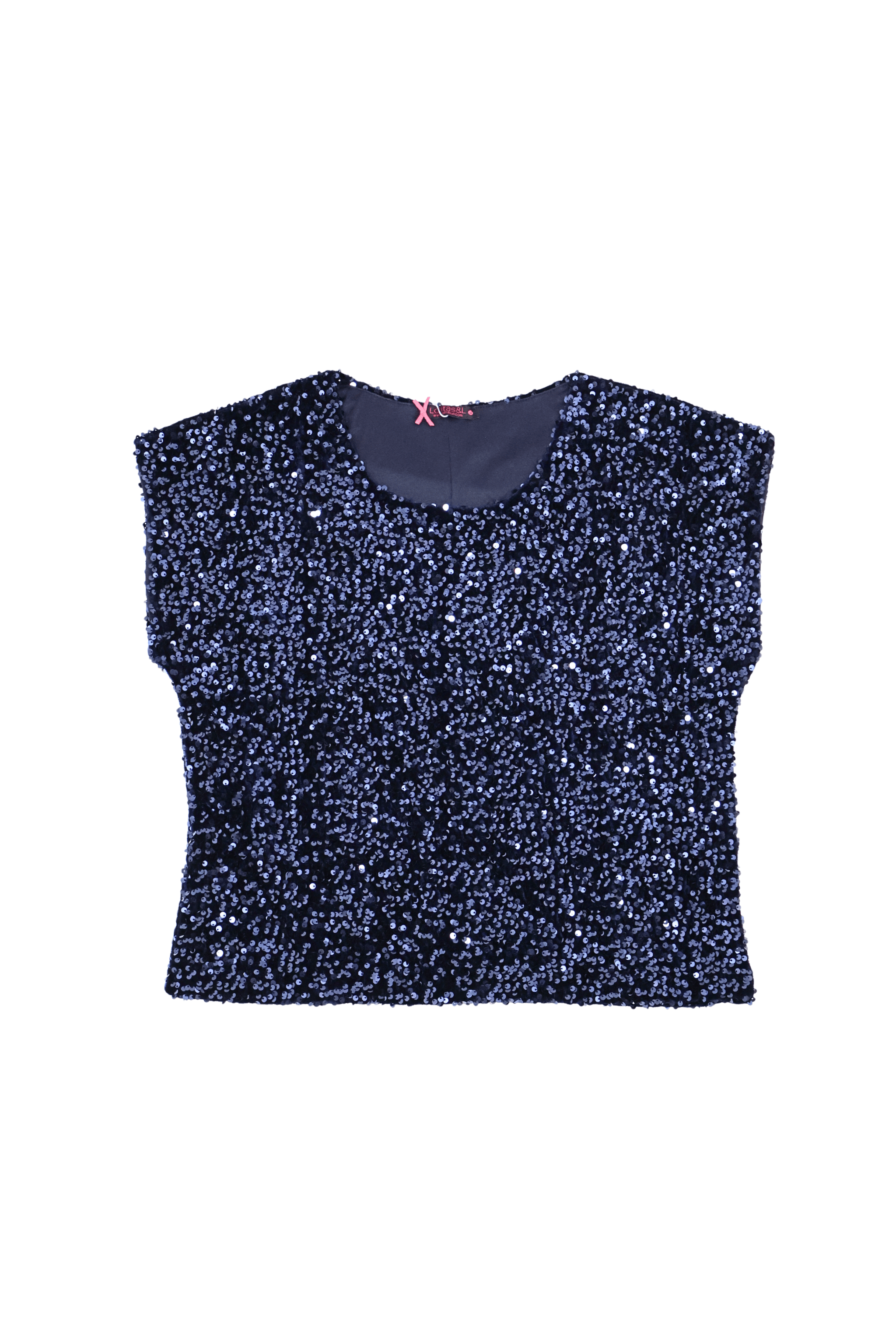 Camiseta lentejuelas azul mini manga Lolitas&L - lolitasyl.com