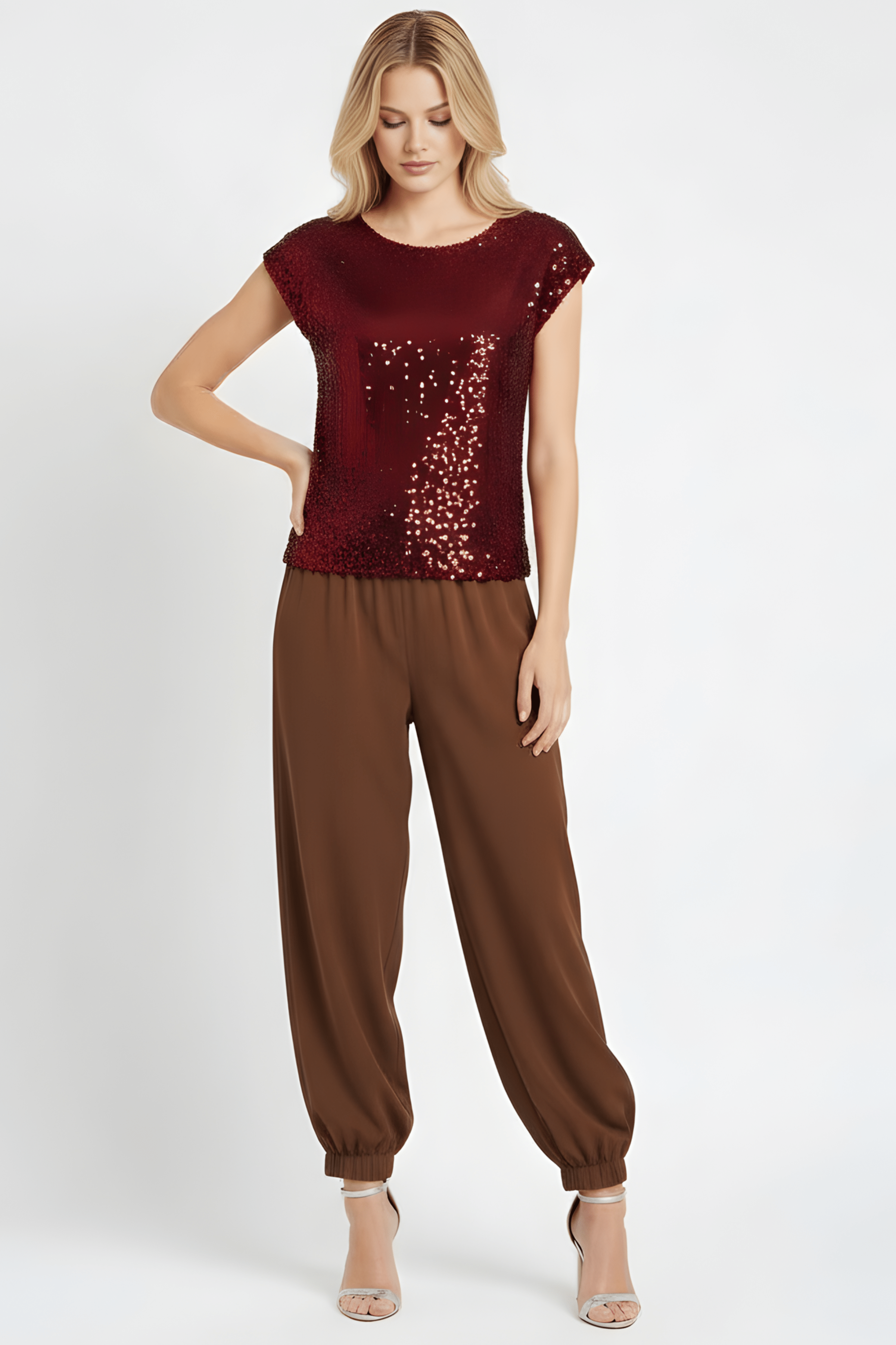 Camiseta lentejuelas granate mini manga Lolitas&L - lolitasyl.com