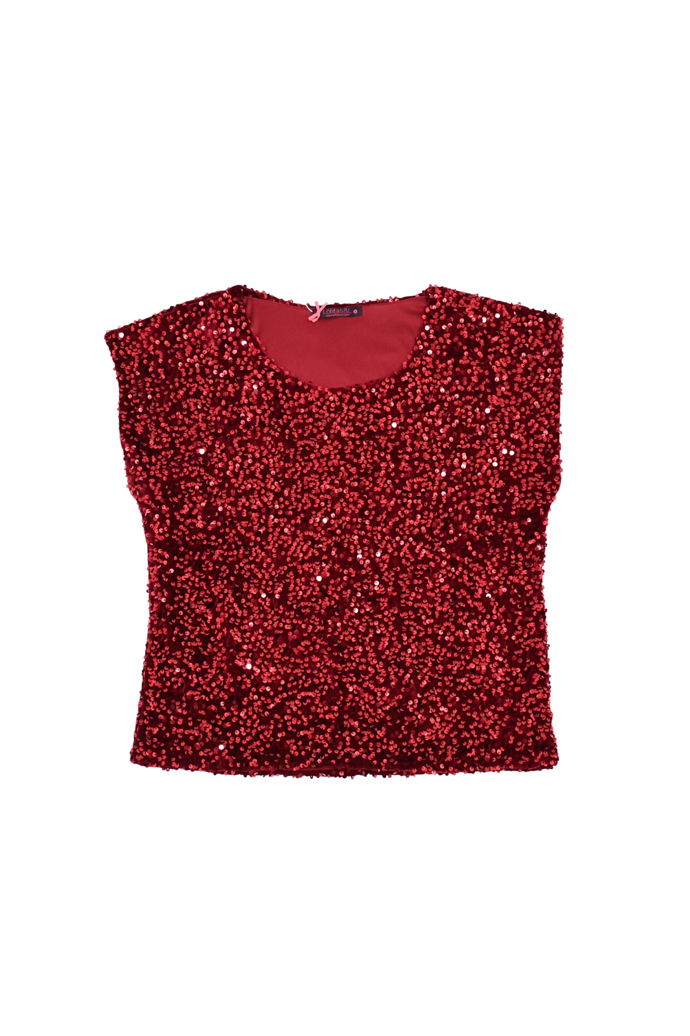 Camiseta lentejuelas granate mini manga Lolitas&L - lolitasyl.com