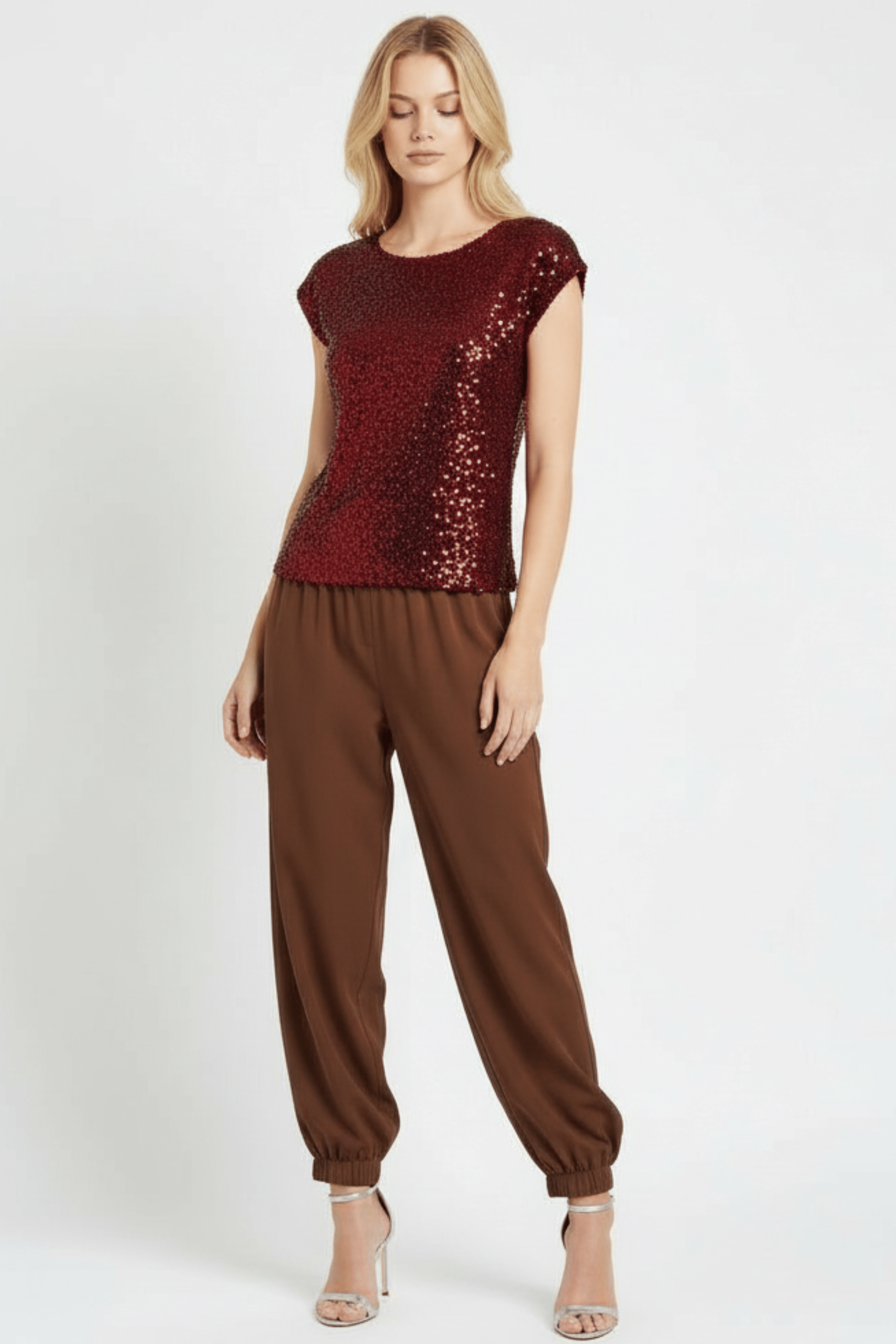 Camiseta lentejuelas granate mini manga Lolitas&L - lolitasyl.com