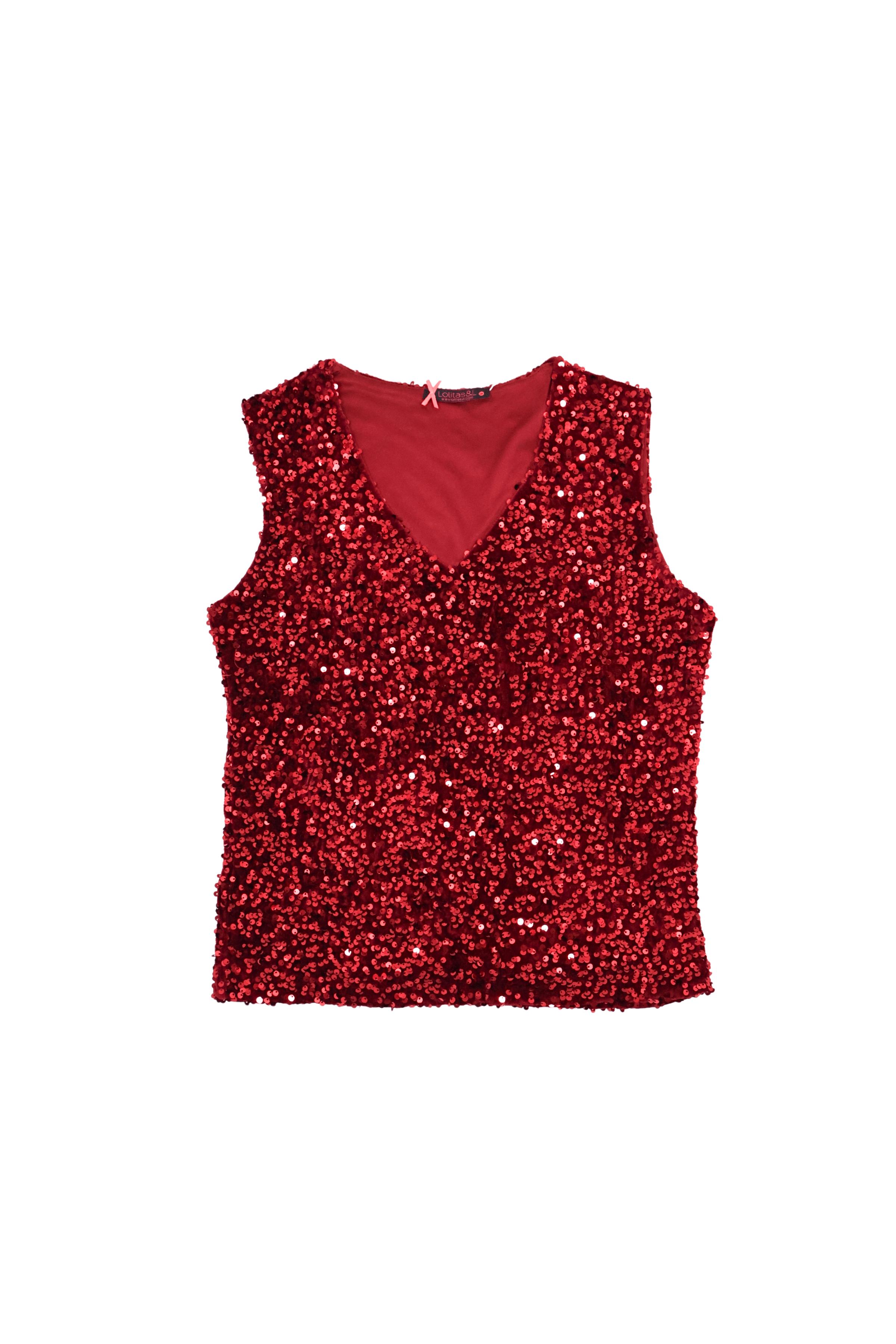 Camiseta lentejuelas granate sin mangas Lolitas&L - lolitasyl.com