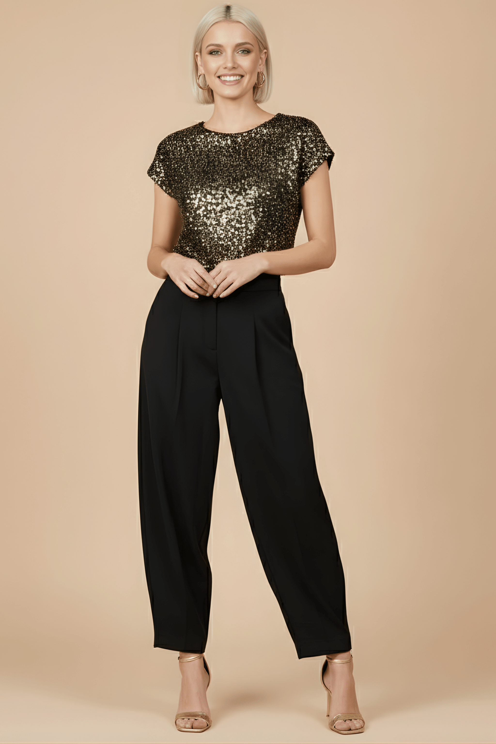 Camiseta lentejuelas ocre mini manga Lolitas&L - lolitasyl.com