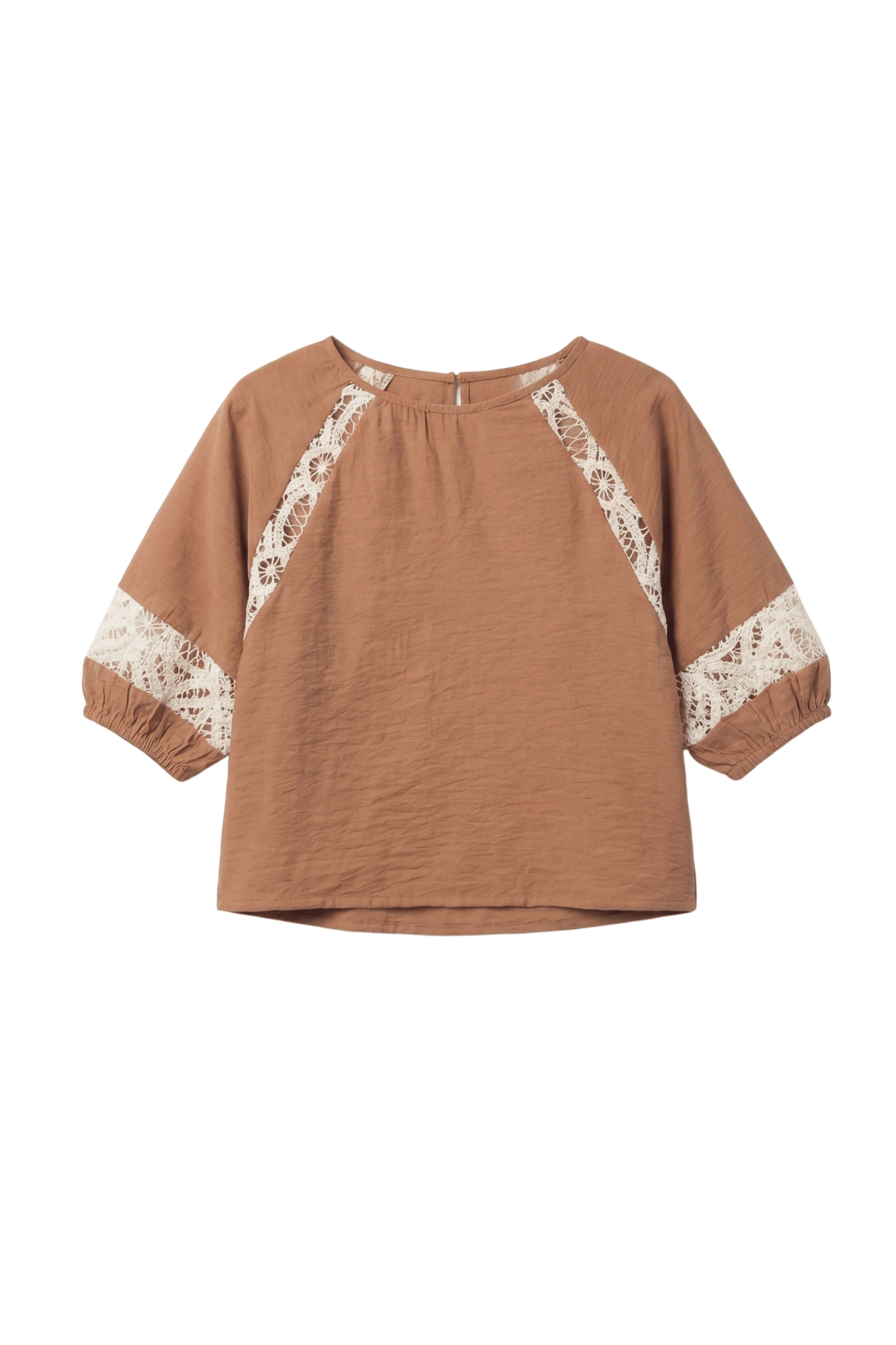 Camiseta marron bordado grogre en contraste Lolitas&L - lolitasyl.com