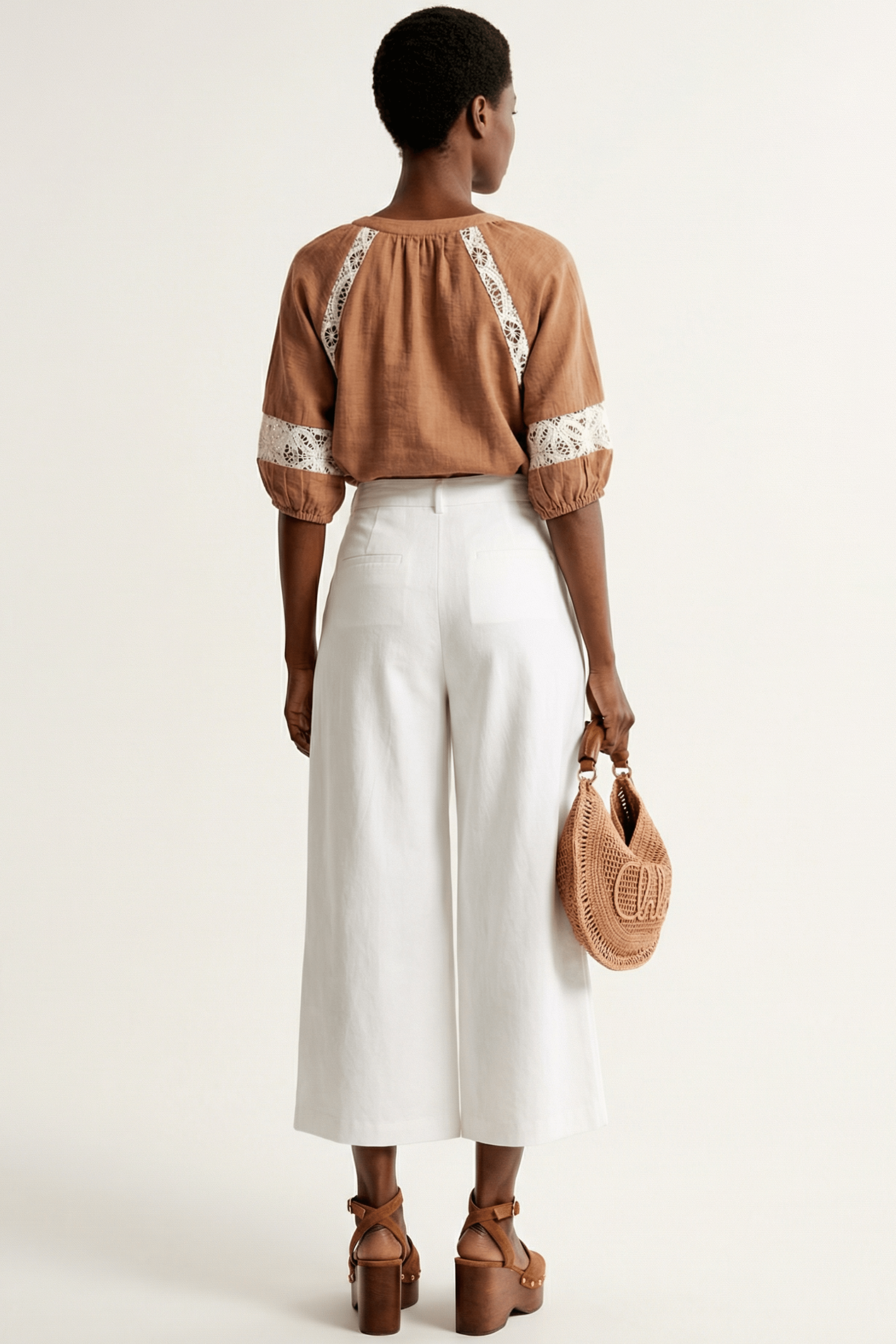 Camiseta marron bordado grogre en contraste Lolitas&L - lolitasyl.com