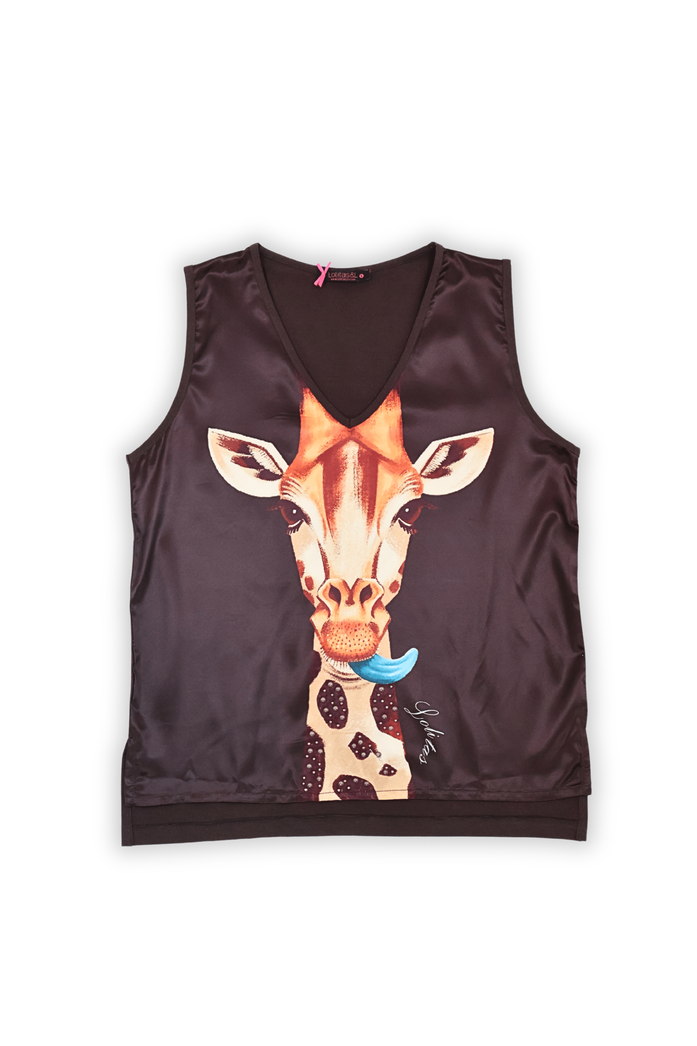 Camiseta marron estampado girafa sin mangas Lolitas&L - lolitasyl.com