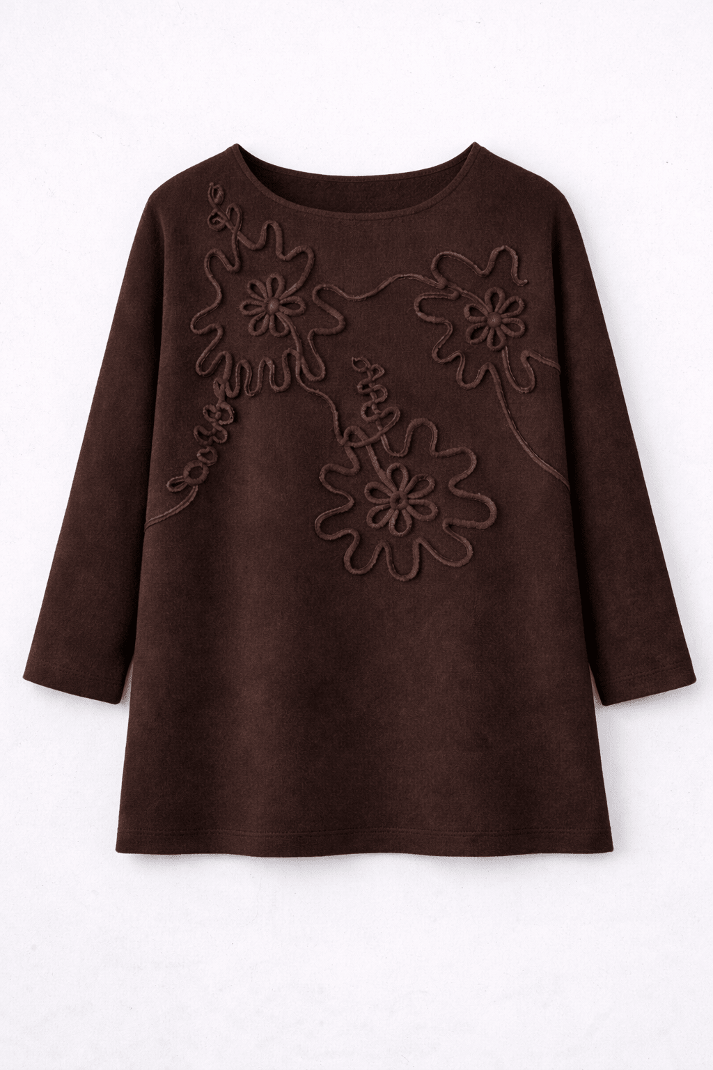 Camiseta Marrón Oscuro de Algodón Jersey con Bordado en Cordón a Tono – Lolitas&L - lolitasyl.com