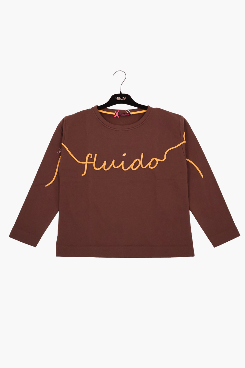 Camiseta marron Preloved bordado fluido Lolitas&L - lolitasyl.com