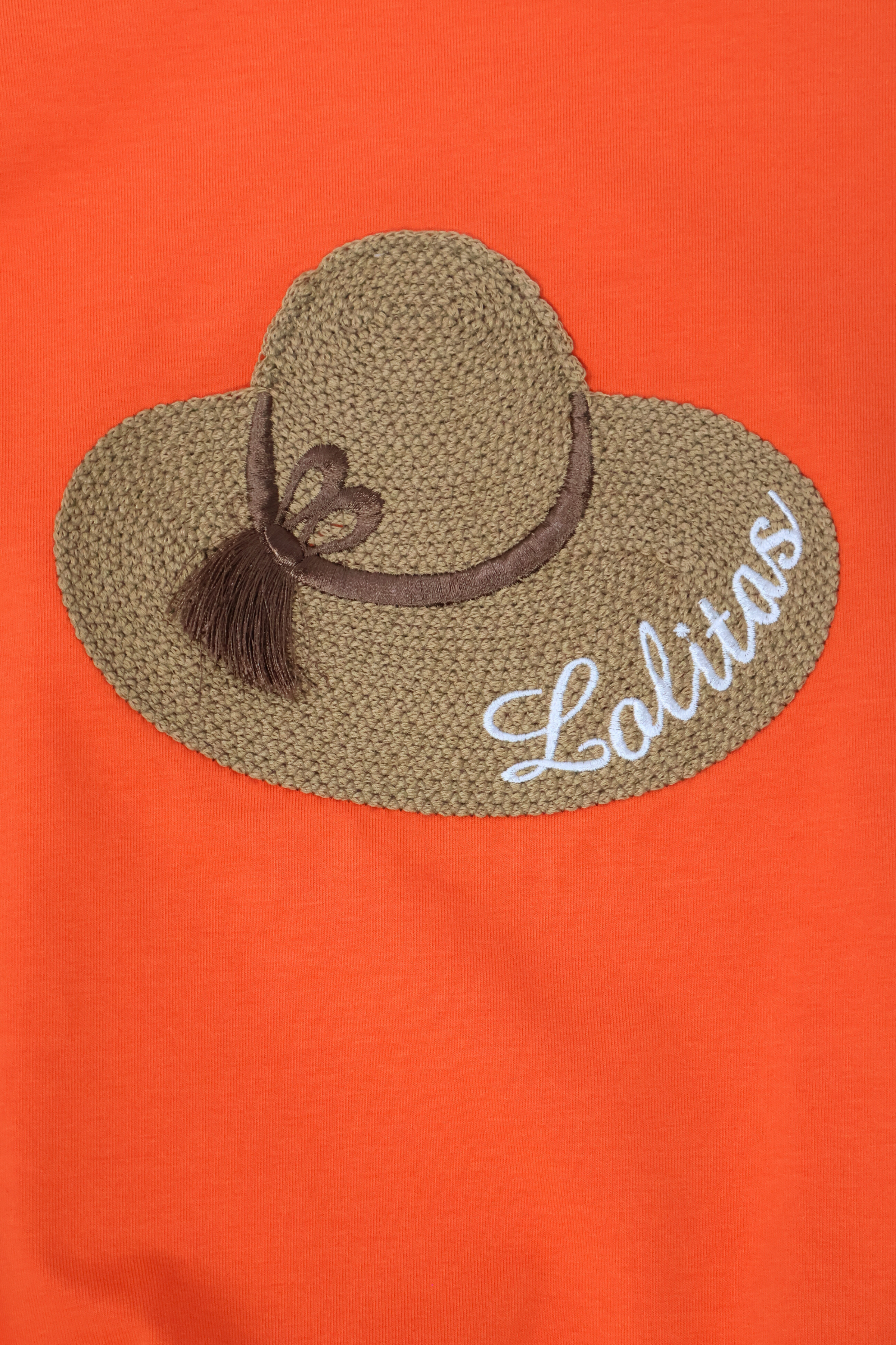 Camiseta naranja bordado sombrero anudada en la cintura Lolitas&L