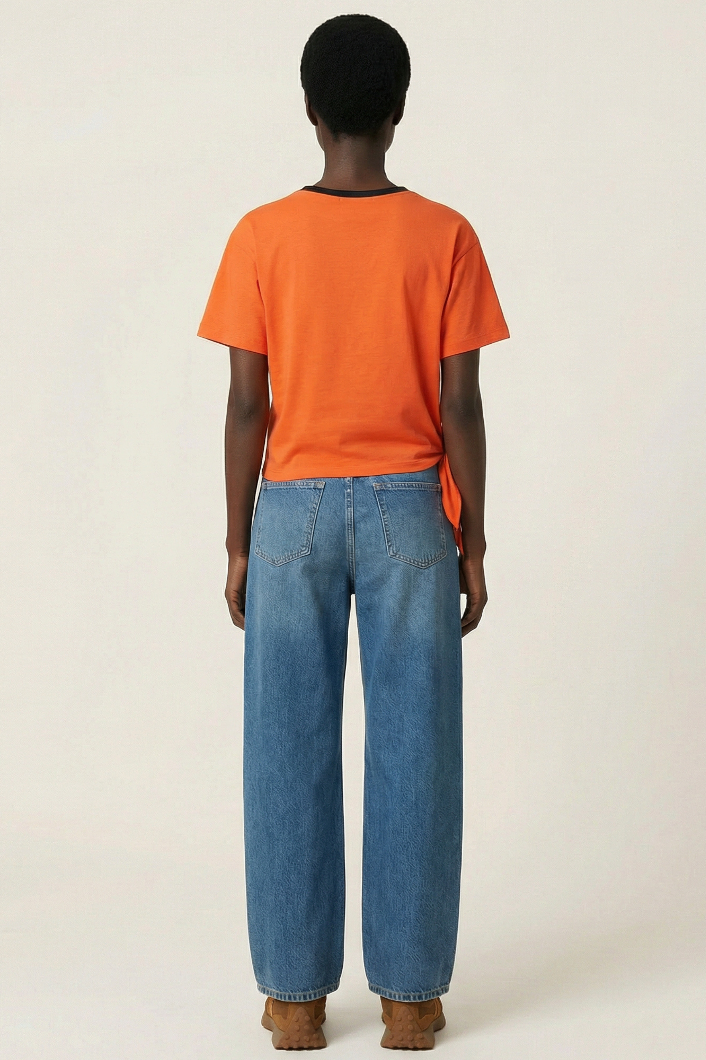 Camiseta naranja bordado sombrero anudada en la cintura Lolitas&L