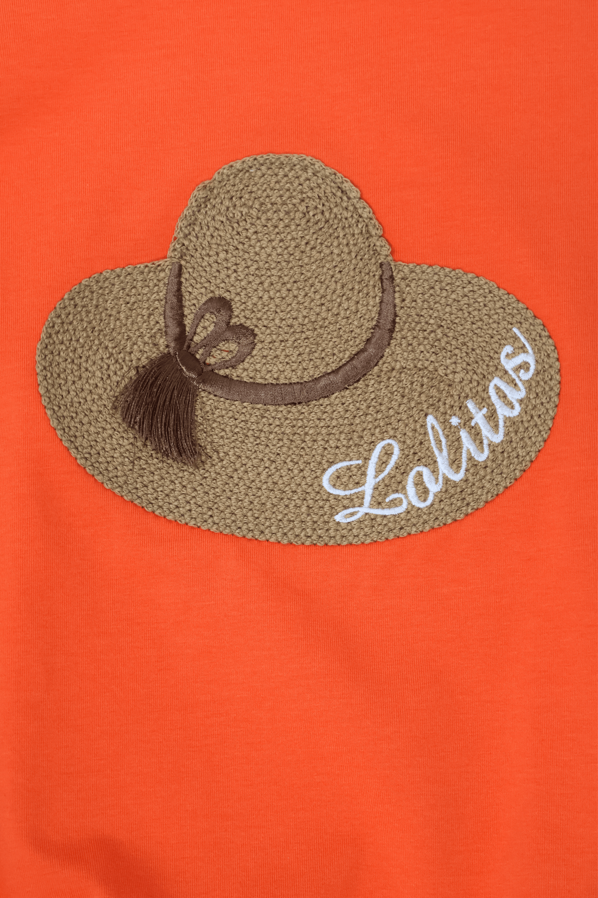 Camiseta naranja bordado sombrero anudada en la cintura Lolitas&L - lolitasyl.com