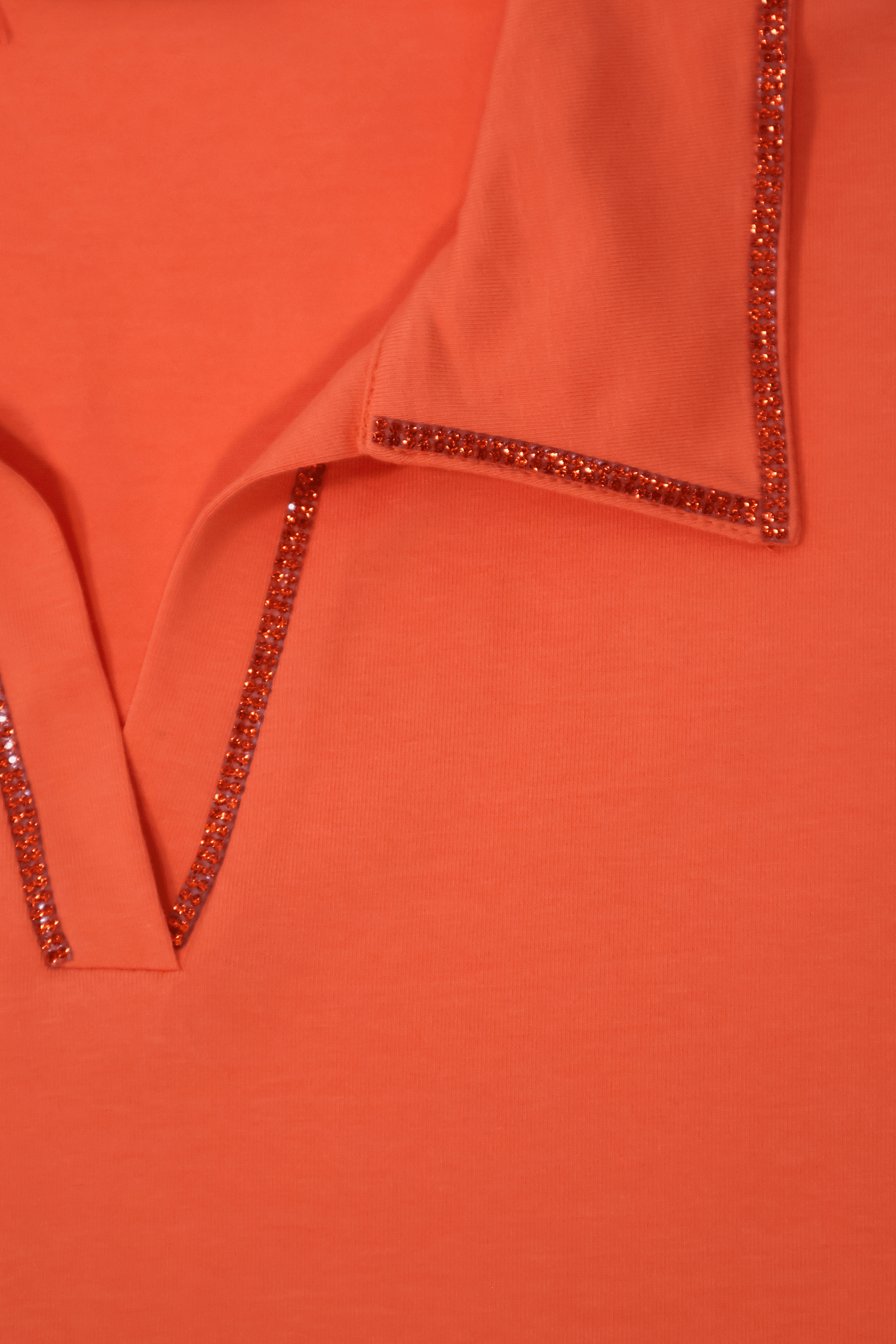 Camiseta naranja cuello polo con strass de manga corta Lolitas&L - lolitasyl.com