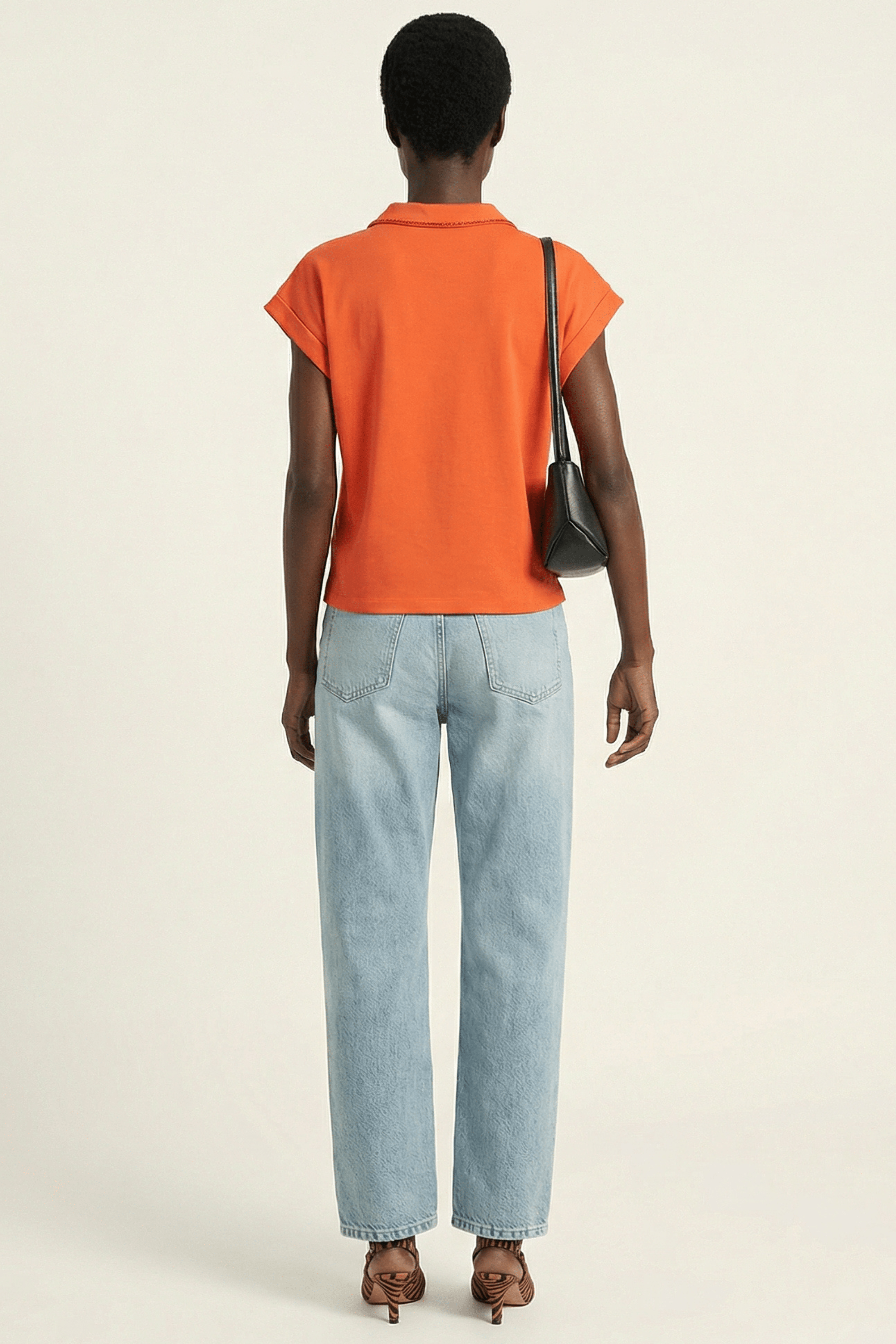 Camiseta naranja cuello polo con strass de manga corta Lolitas&L - lolitasyl.com