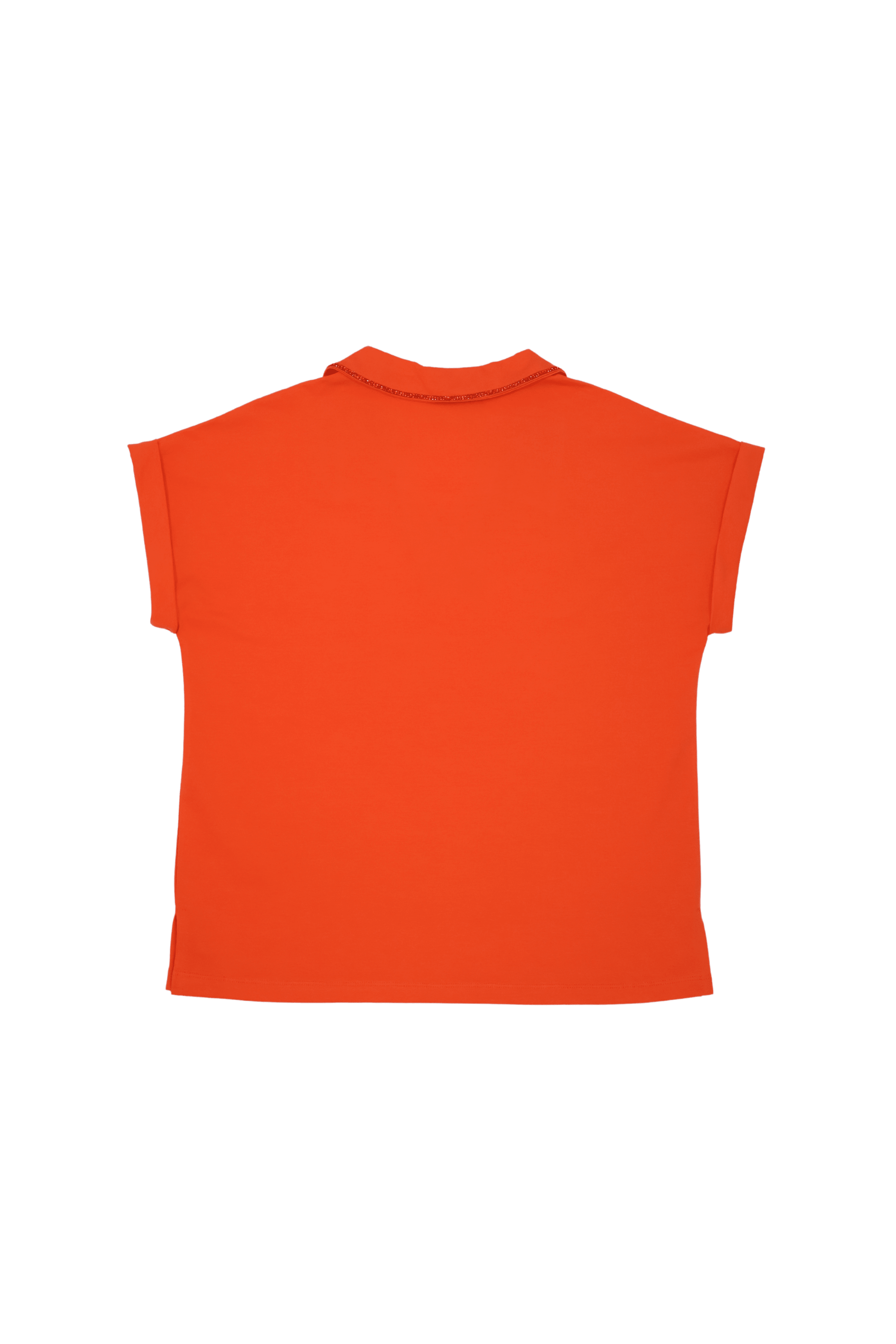 Camiseta naranja cuello polo con strass de manga corta Lolitas&L - lolitasyl.com