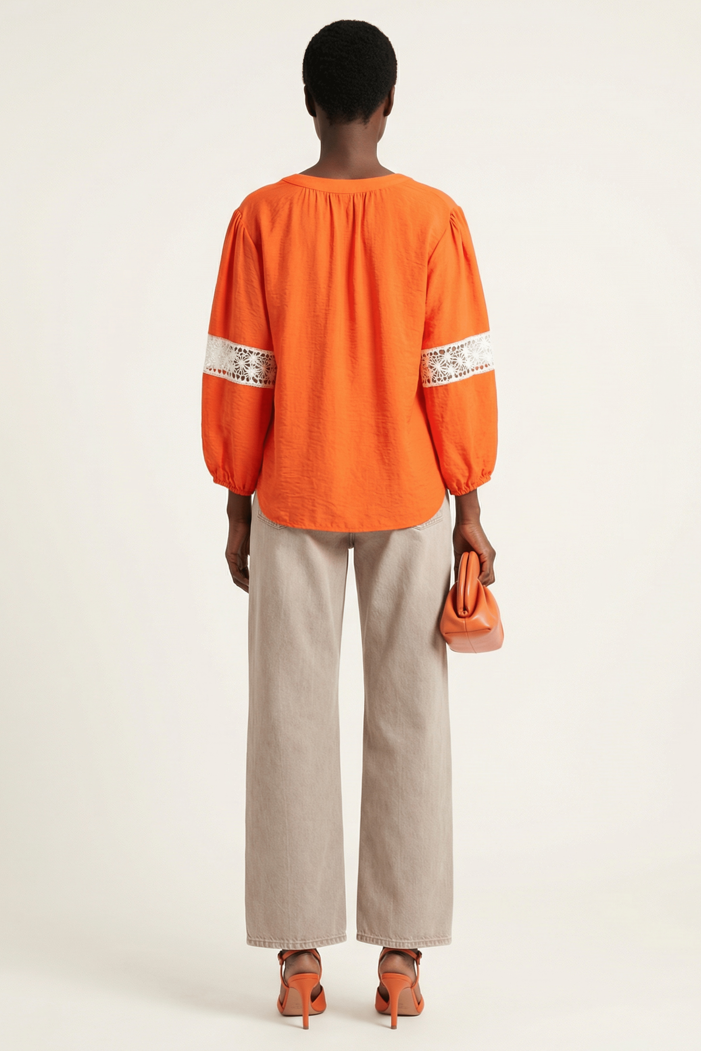 Camiseta naranja manga al codo con bordado ingles LolitasyL - lolitasyl.com