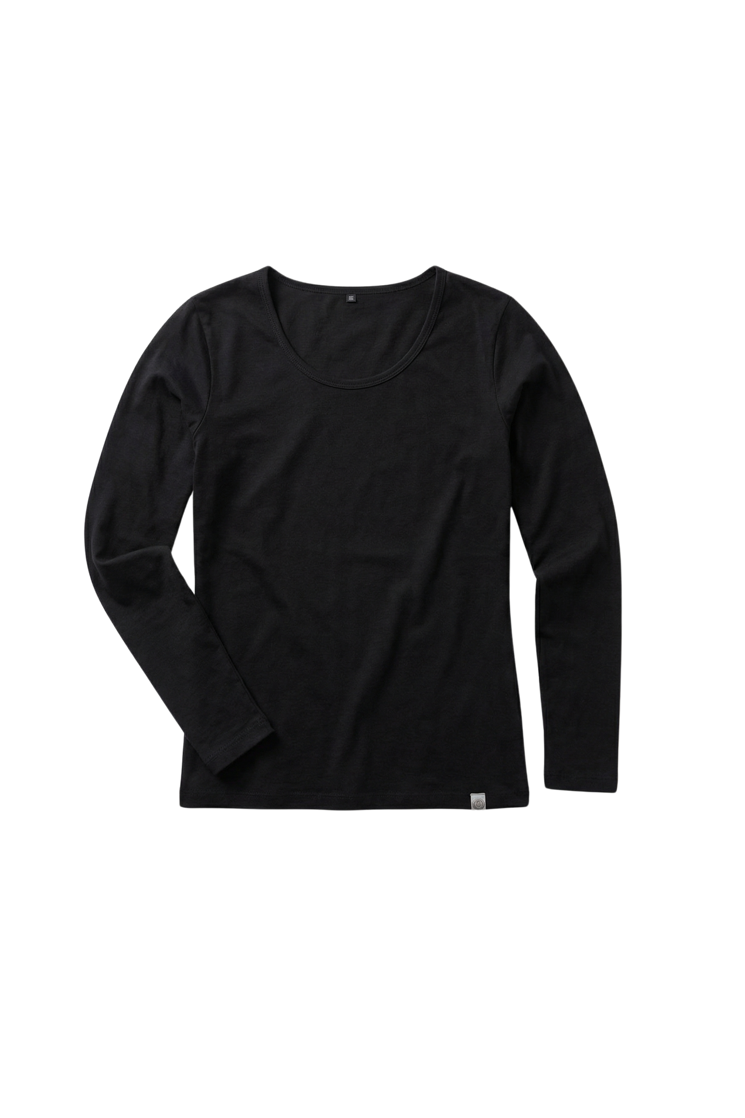 Camiseta negra basica con escote collar y manga larga Lolitas&L