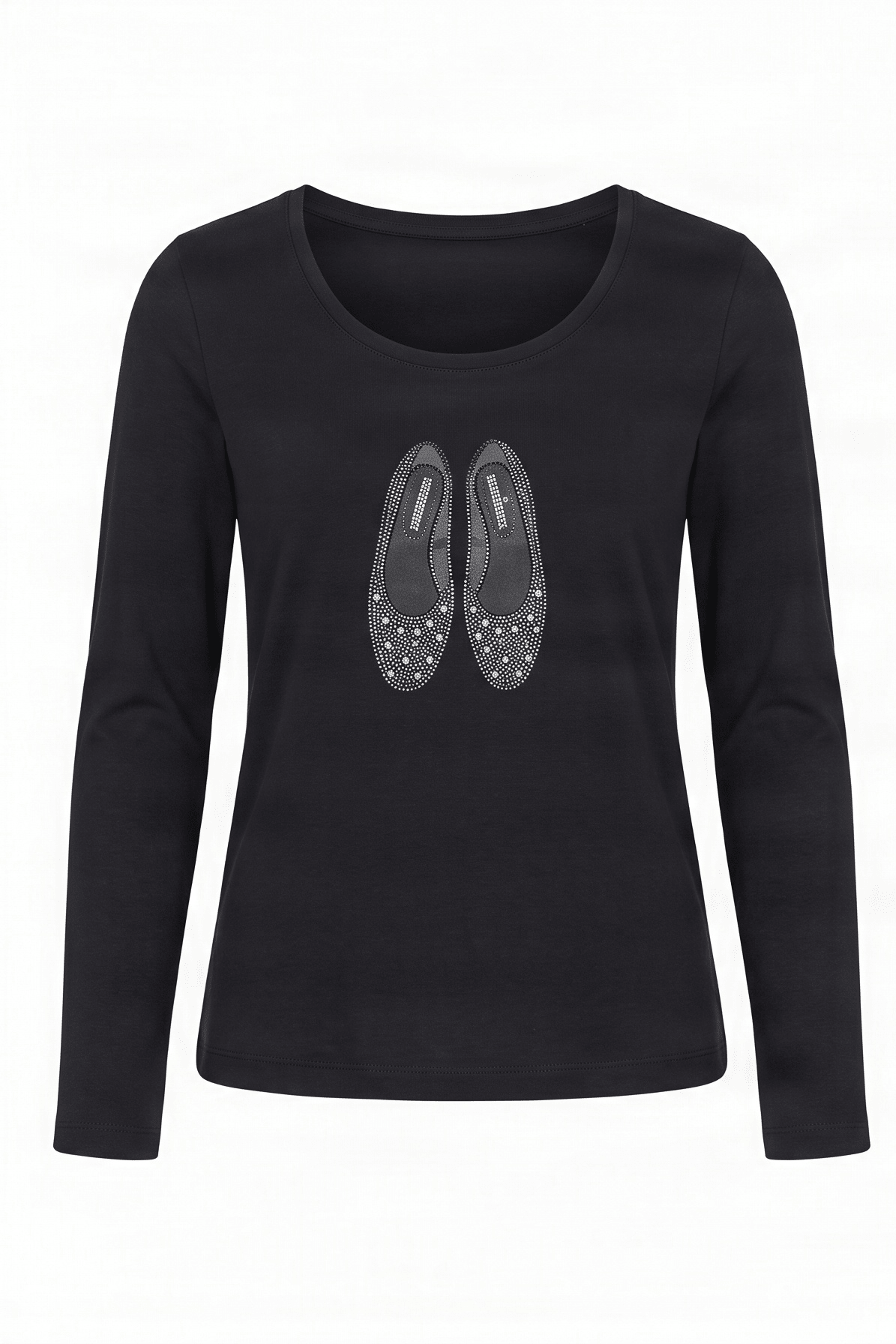 Camiseta negra bordado bailarinas strass con manga larga Lolitas&L - lolitasyl.com
