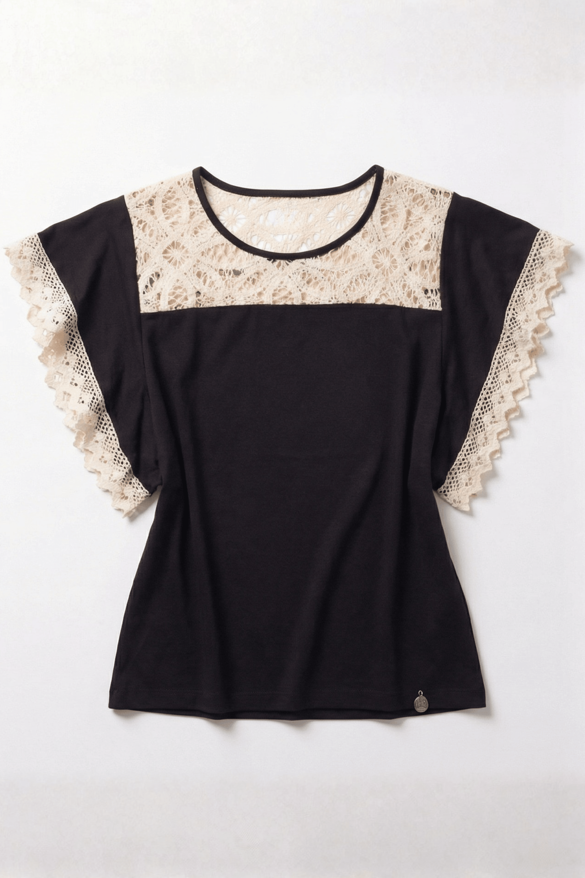 Camiseta negra bordado grogre en delantero y mangas Lolitas&L - lolitasyl.com