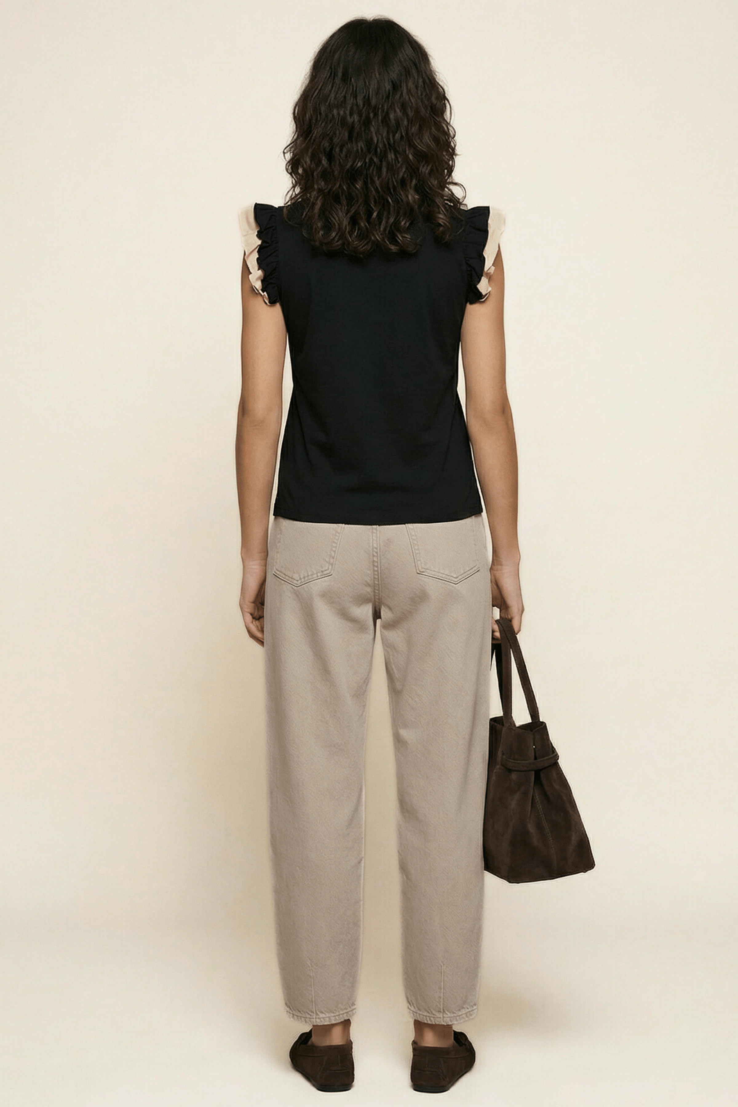 Camiseta negra bordado palmera con volantes Lolitas&L - lolitasyl.com