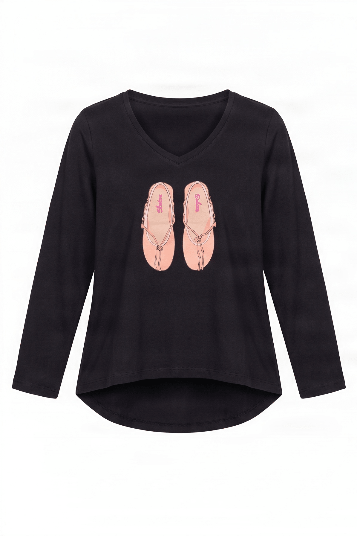 Camiseta negra bordado sandalias cuero manga larga Lolitas&L - lolitasyl.com