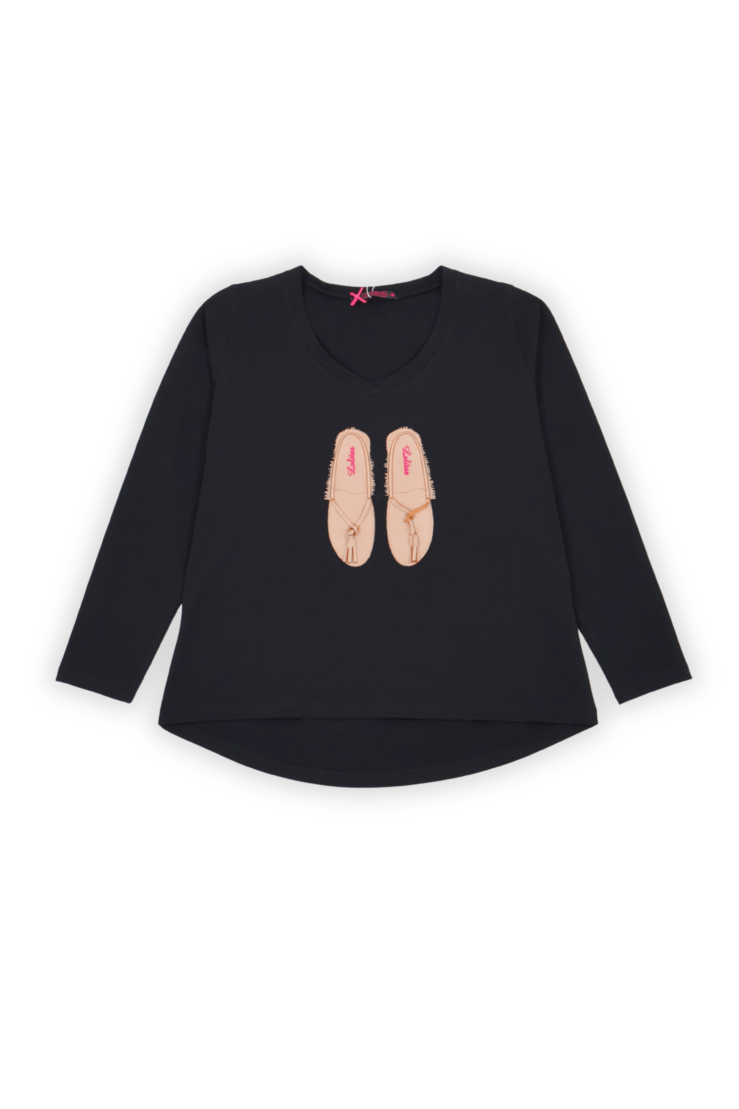 Camiseta negra bordado sandalias cuero manga larga Lolitas&L - lolitasyl.com