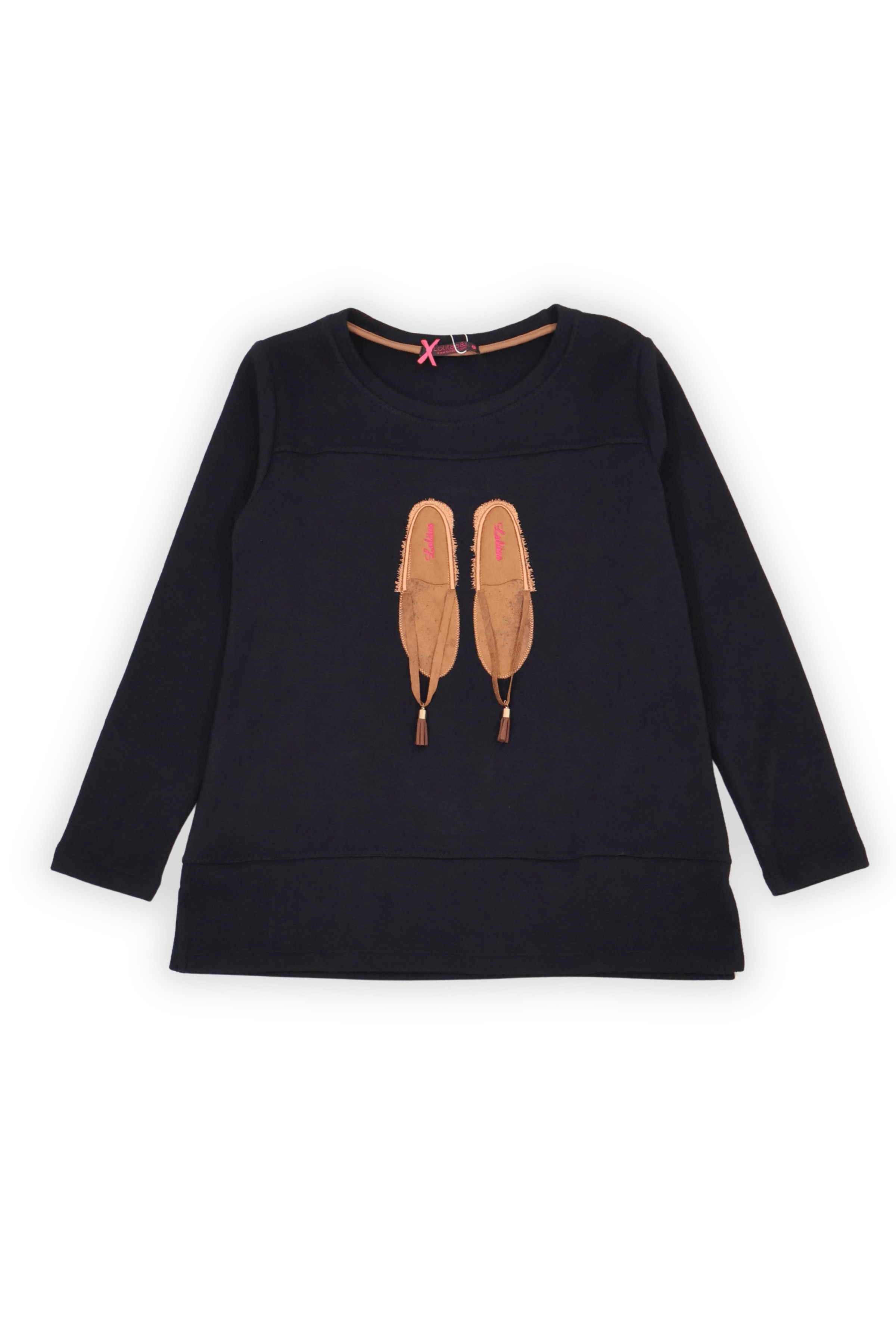 Camiseta negra bordado zapatillas indias cuero Lolitas&L - lolitasyl.com