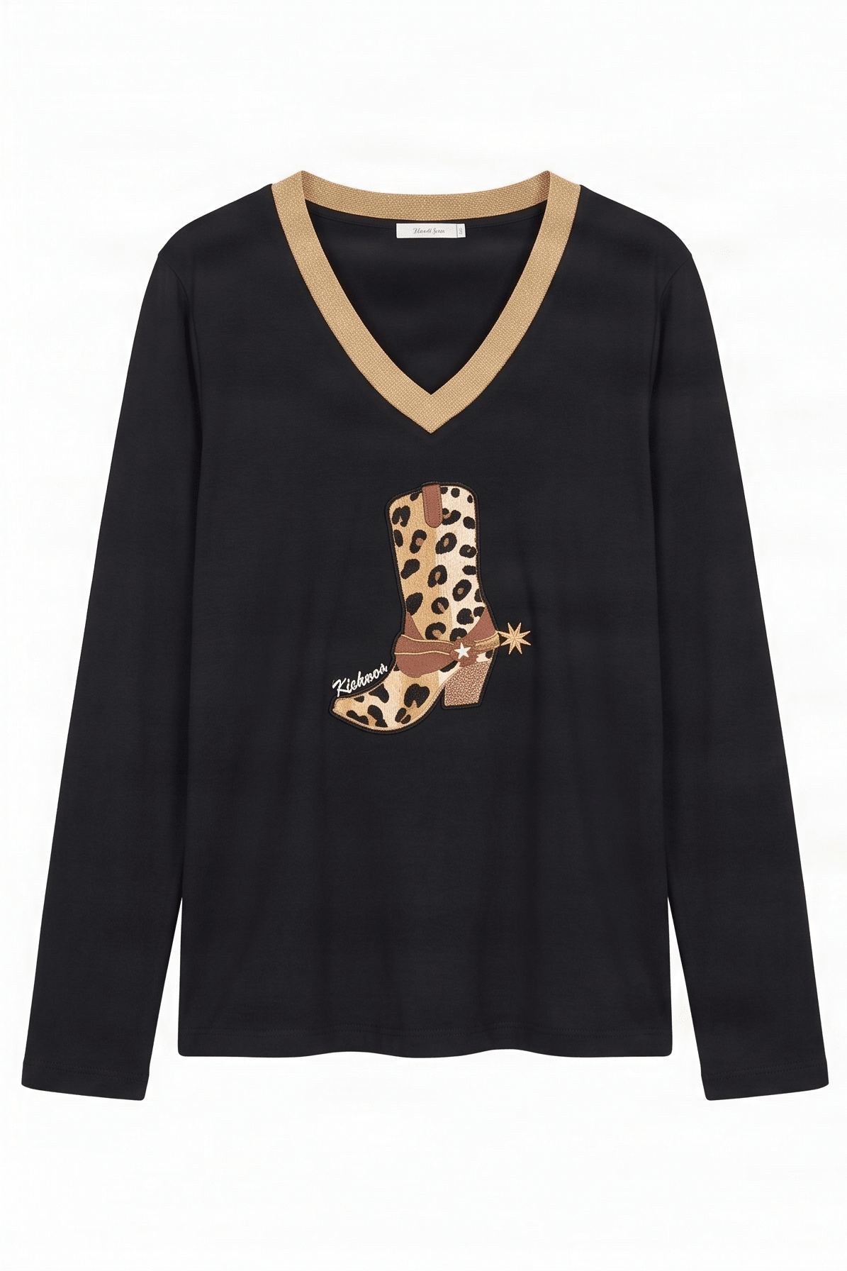Camiseta negra con bordado bota cowoy manga larga Lolitas&L - lolitasyl.com