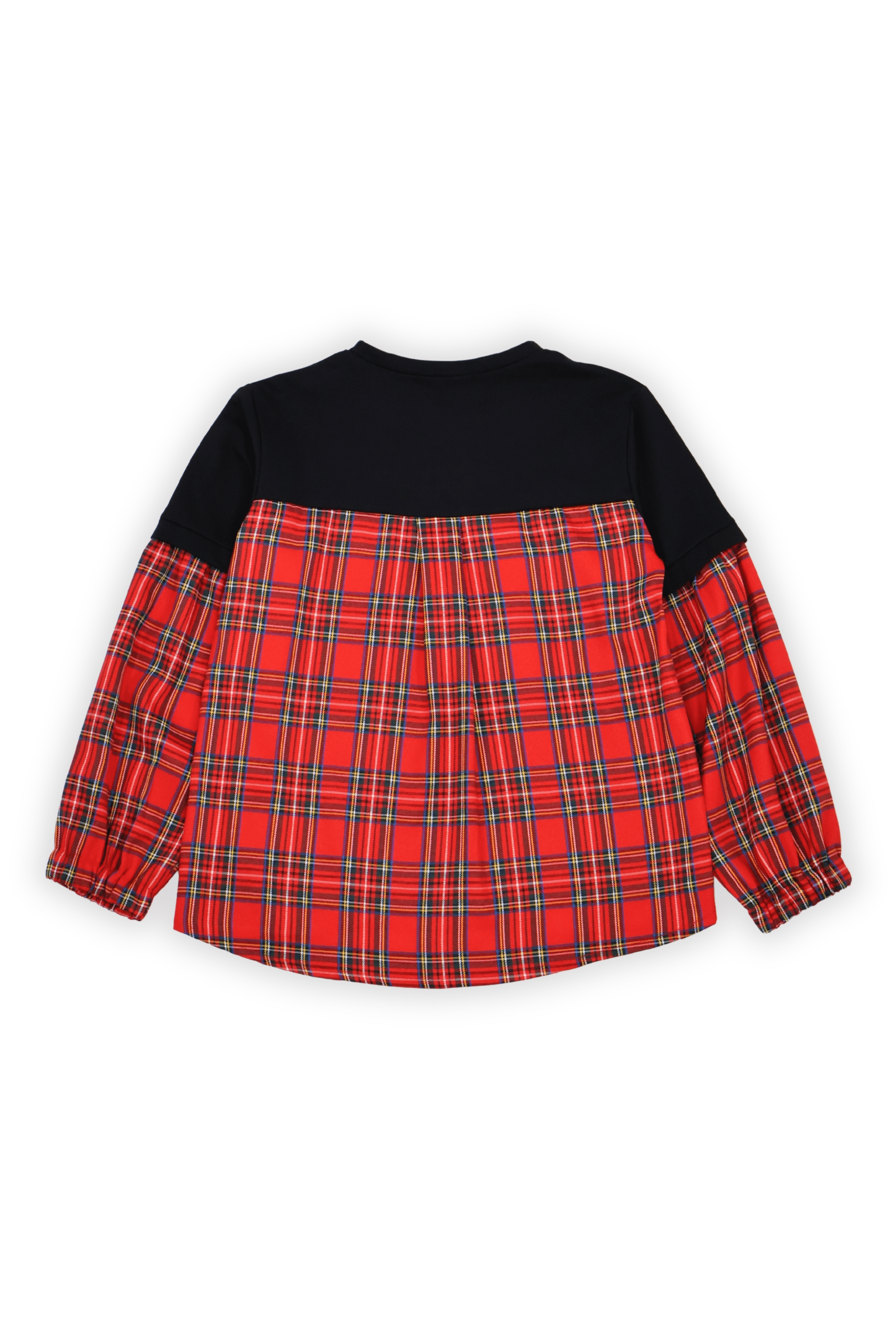 Camiseta negra con cuadro escoces rojo bordado zapatillas Lolitas&L - lolitasyl.com