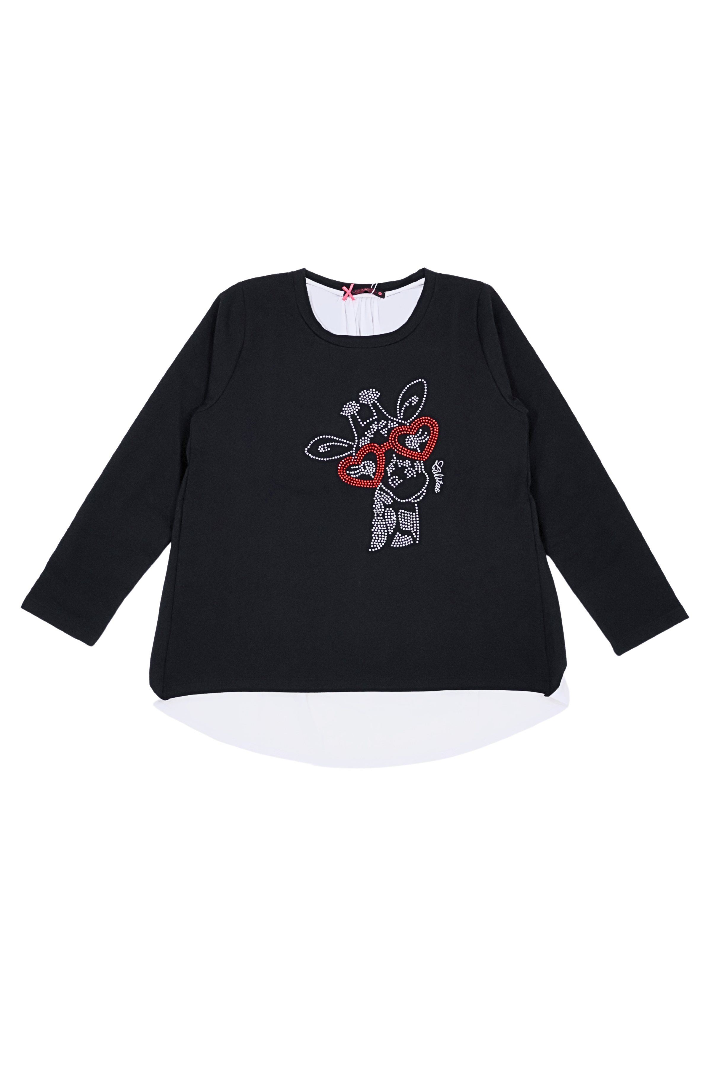 Camiseta negra con girafa strass de manga larga Lolitas&L - lolitasyl.com