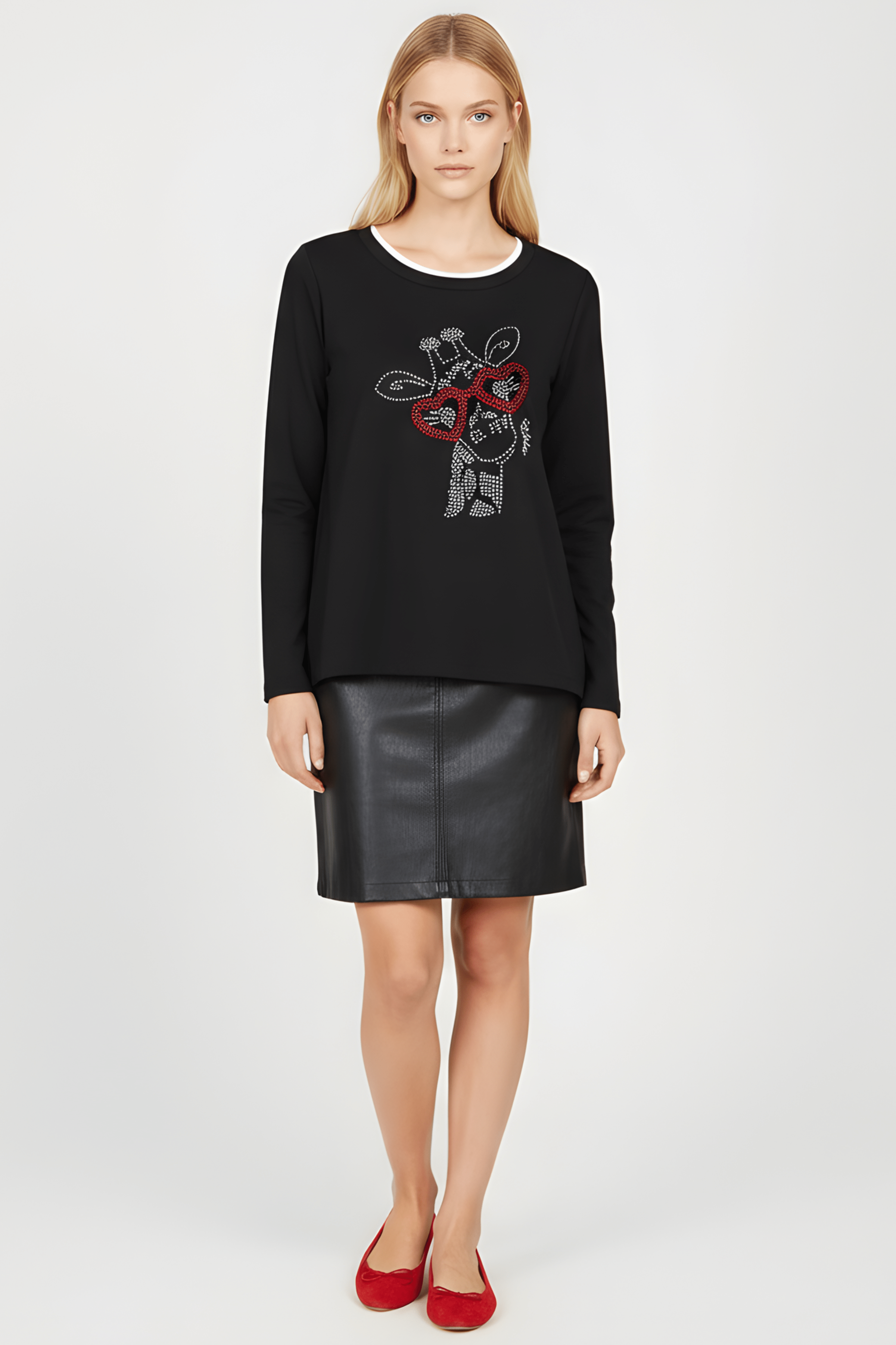 Camiseta negra con girafa strass de manga larga Lolitas&L - lolitasyl.com