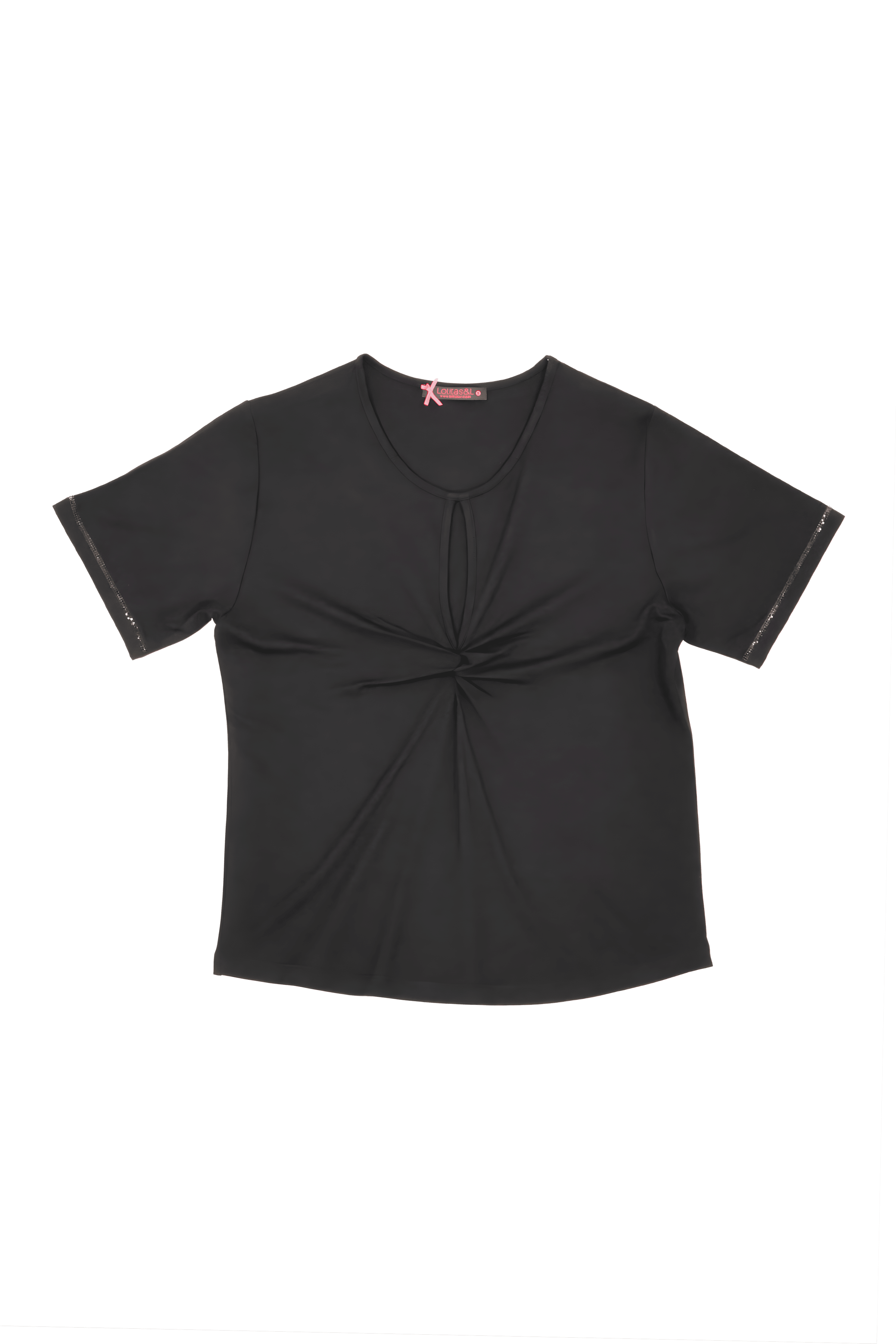 Camiseta negra con recogido y lagrima en el delantero Lolitas&L - lolitasyl.com