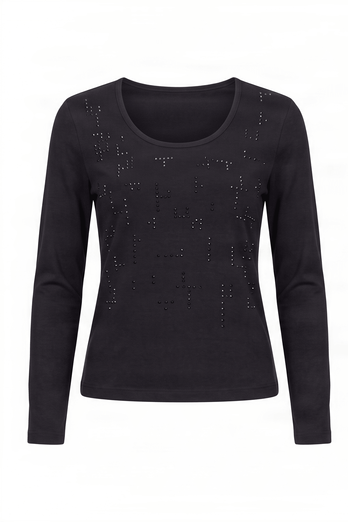 Camiseta negra con strass multicolor manga larga Lolitas&L - lolitasyl.com