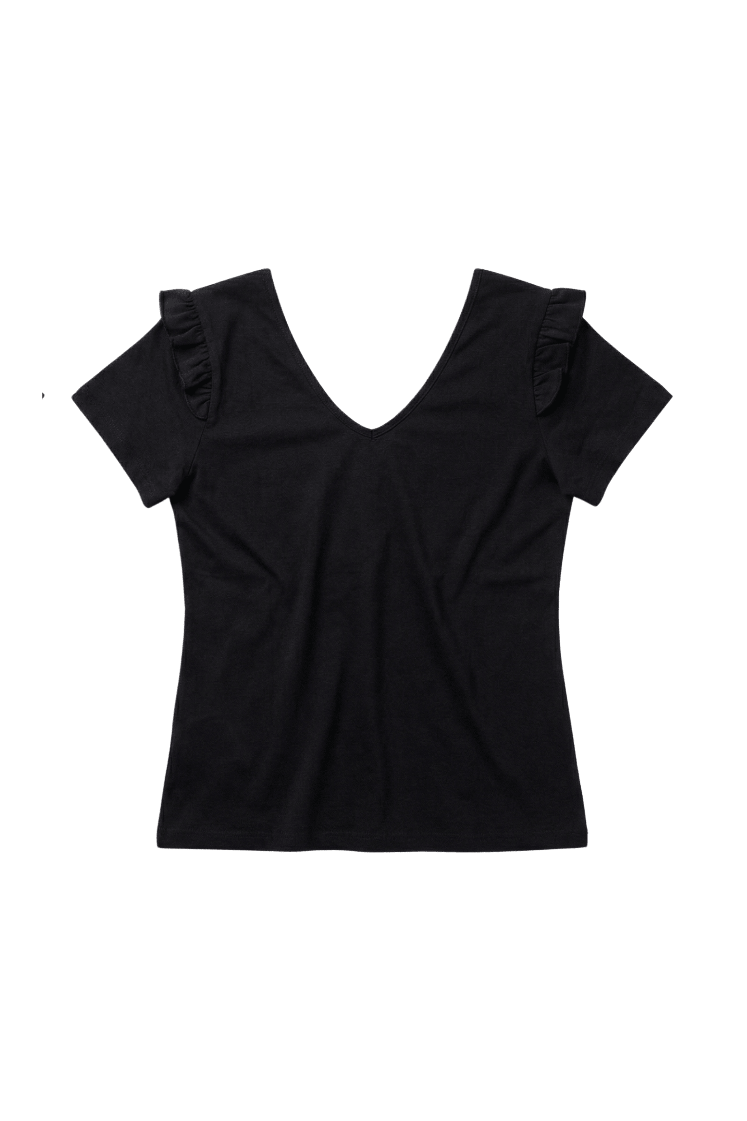 Camiseta negra con volante en hombros Lolitas&L - lolitasyl.com