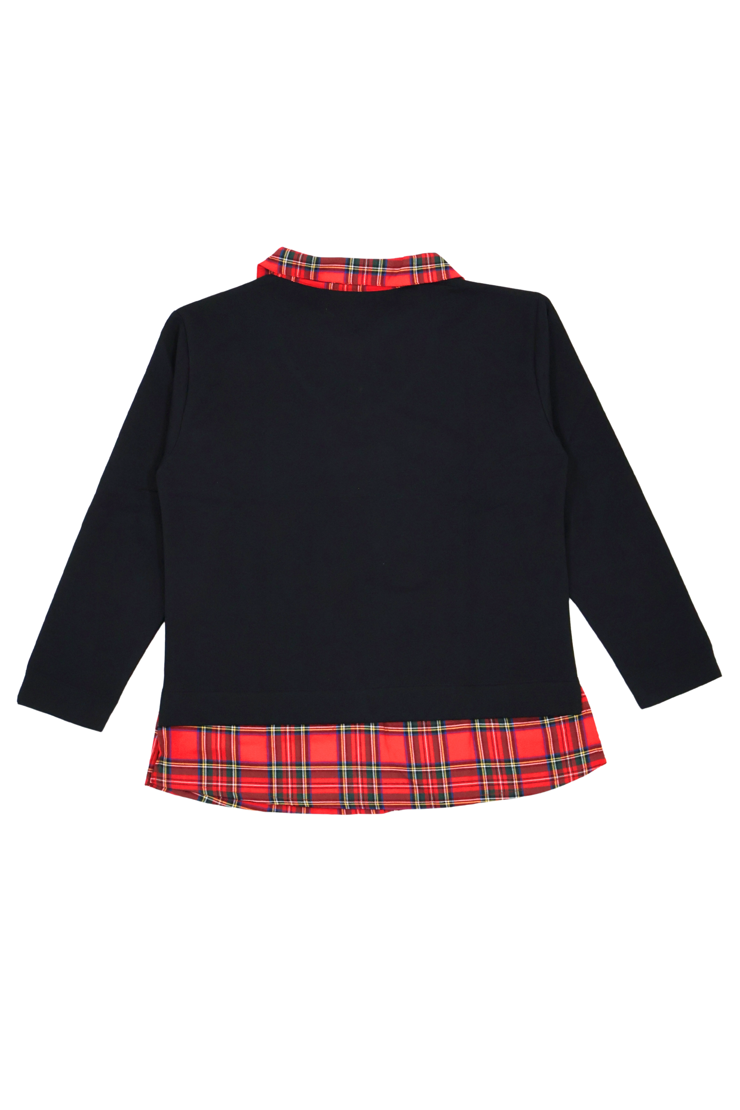 Camiseta negra con cuadro escoces verde y bordado osito Lolitas&L