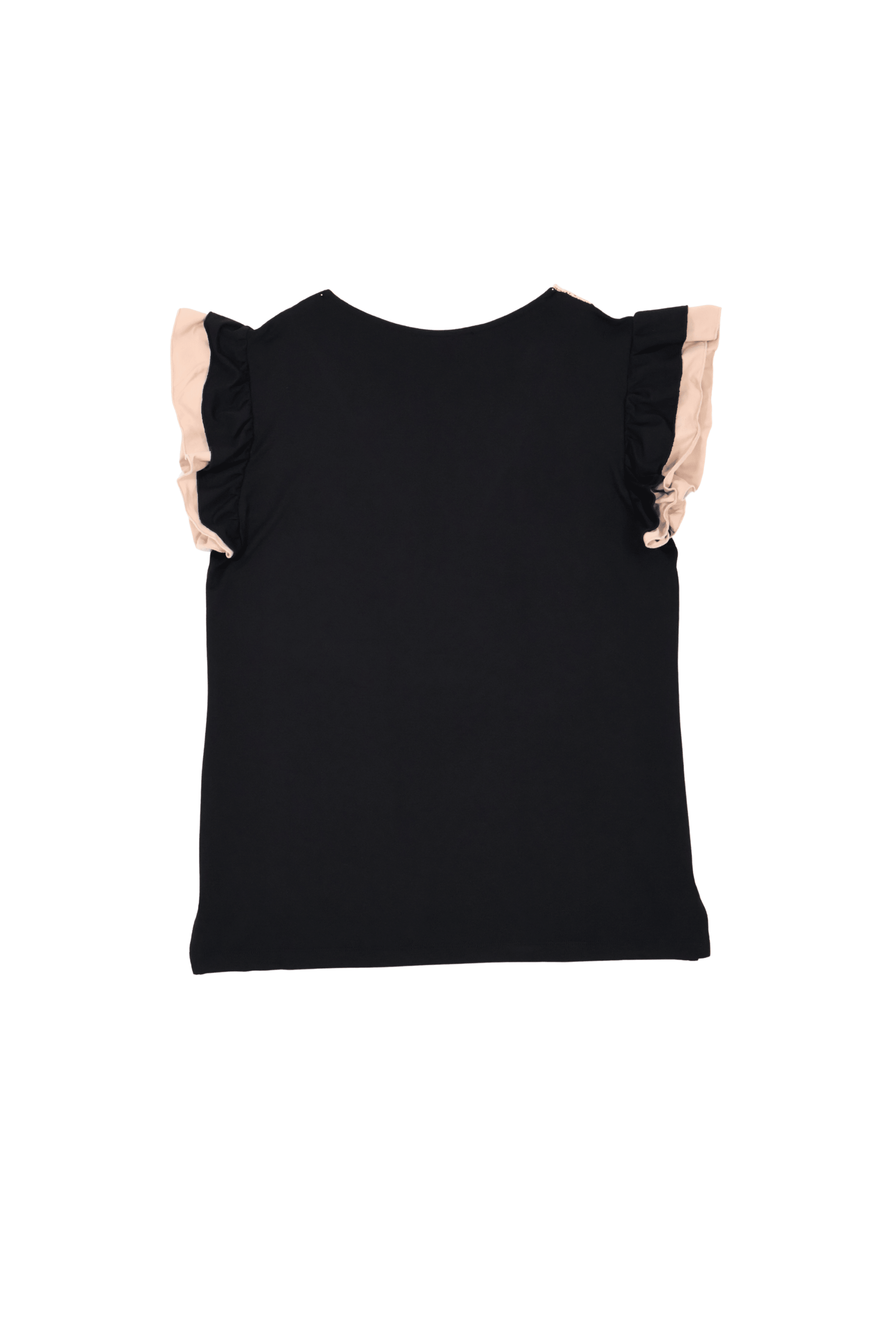 Camiseta negra escote uve con encaje contraste Lolitas&L - lolitasyl.com