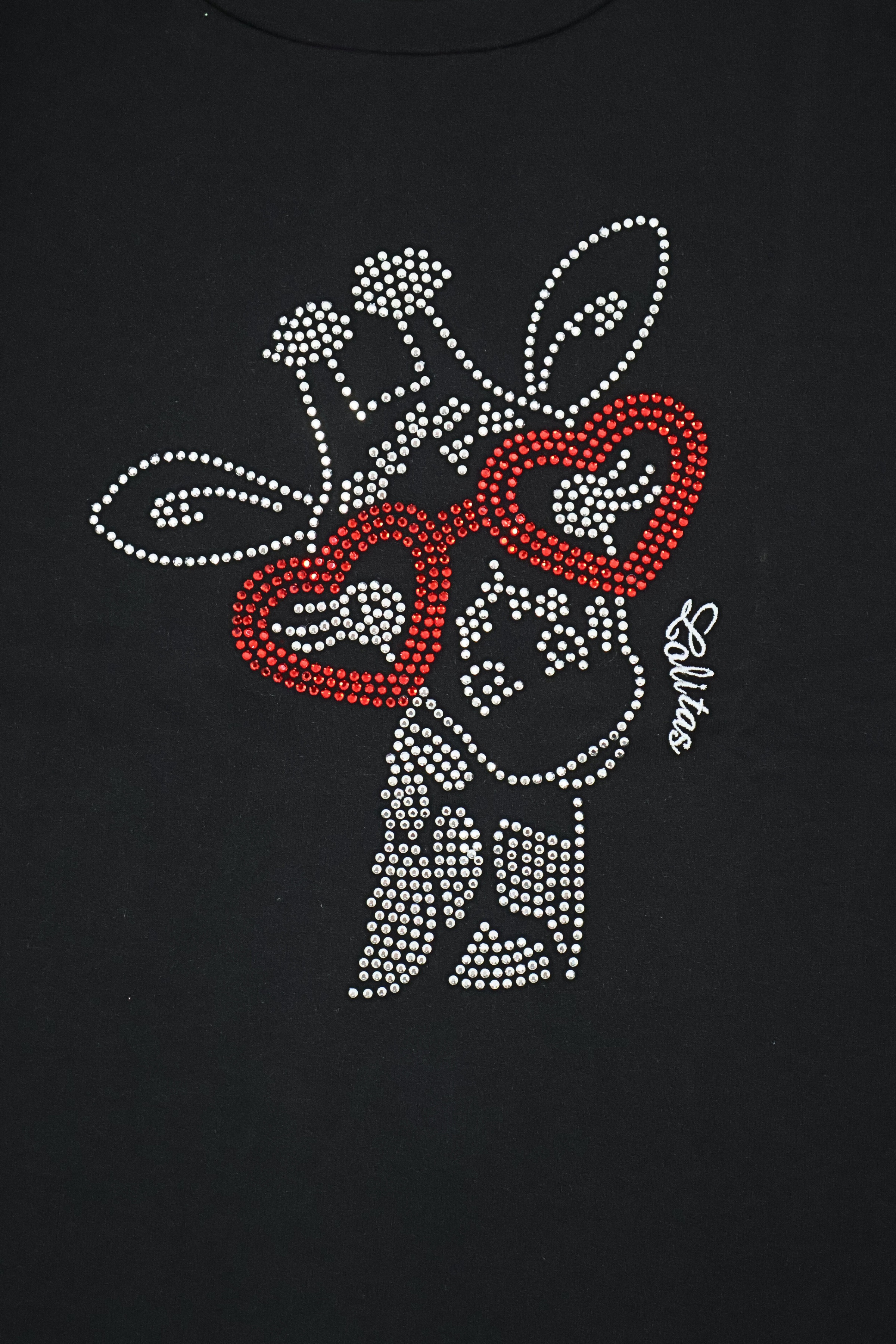 Camiseta negra con girafa strass de manga larga Lolitas&L