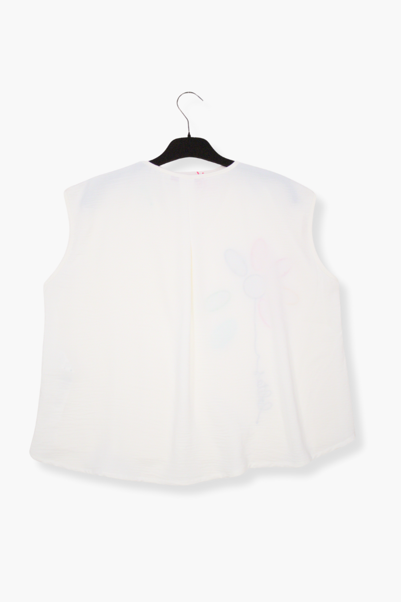 Camiseta Preloved blanca bordado flor multicolor si no Lolitas&L