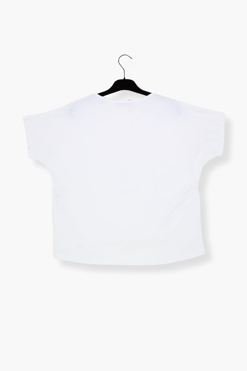 Camiseta Preloved blanca con bordado al tono flor LolitasyL