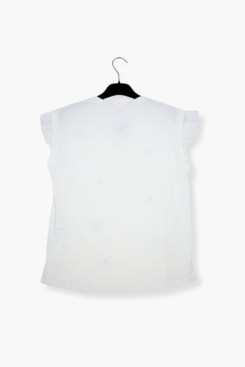 Camiseta Preloved blanca diamantes plisado mangas Lolitas&L - lolitasyl.com