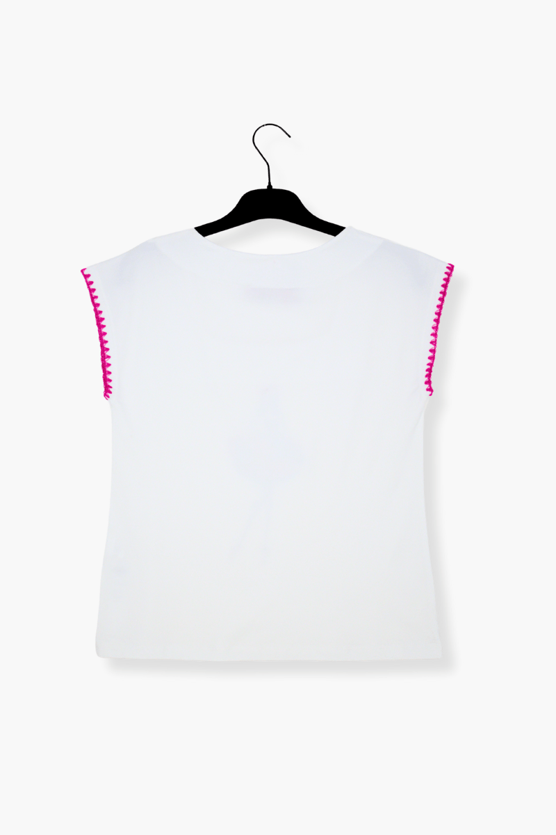 Camiseta Preloved blanca estampado bordado bolsos Lolitas&L - lolitasyl.com