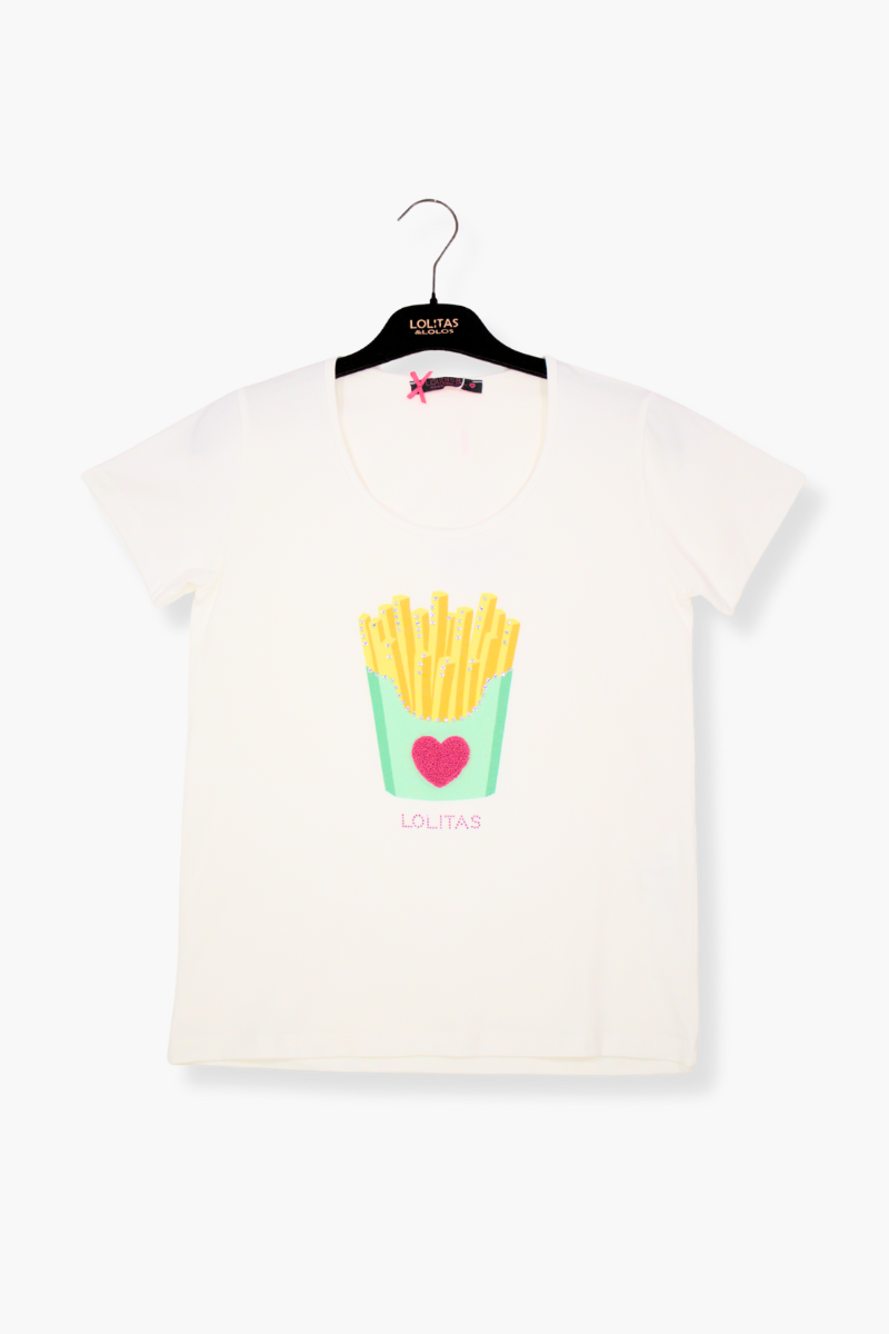 Camiseta Preloved blanca estampado chips Lolitas&L